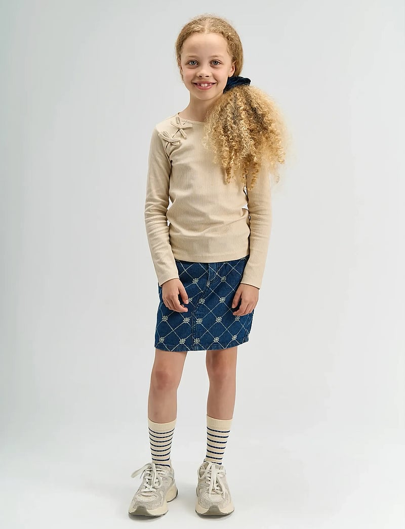 The New - TNSigga L_S Rib Tee - långärmade t-shirts - gardenia - 0