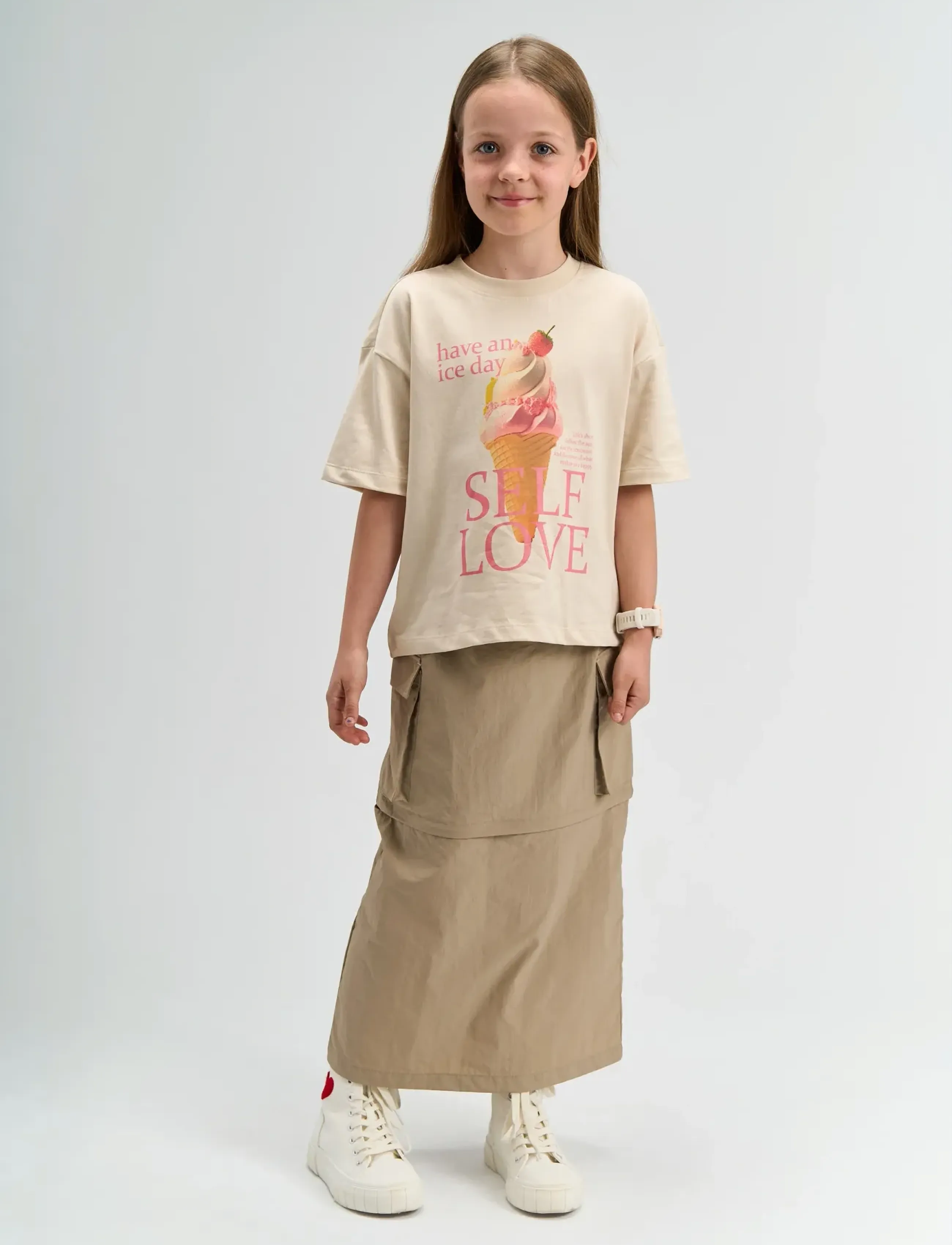 The New Tnsuzan Os S_S Tee, 110/116, Cream, T-Shirts > Kortærmede, Børn