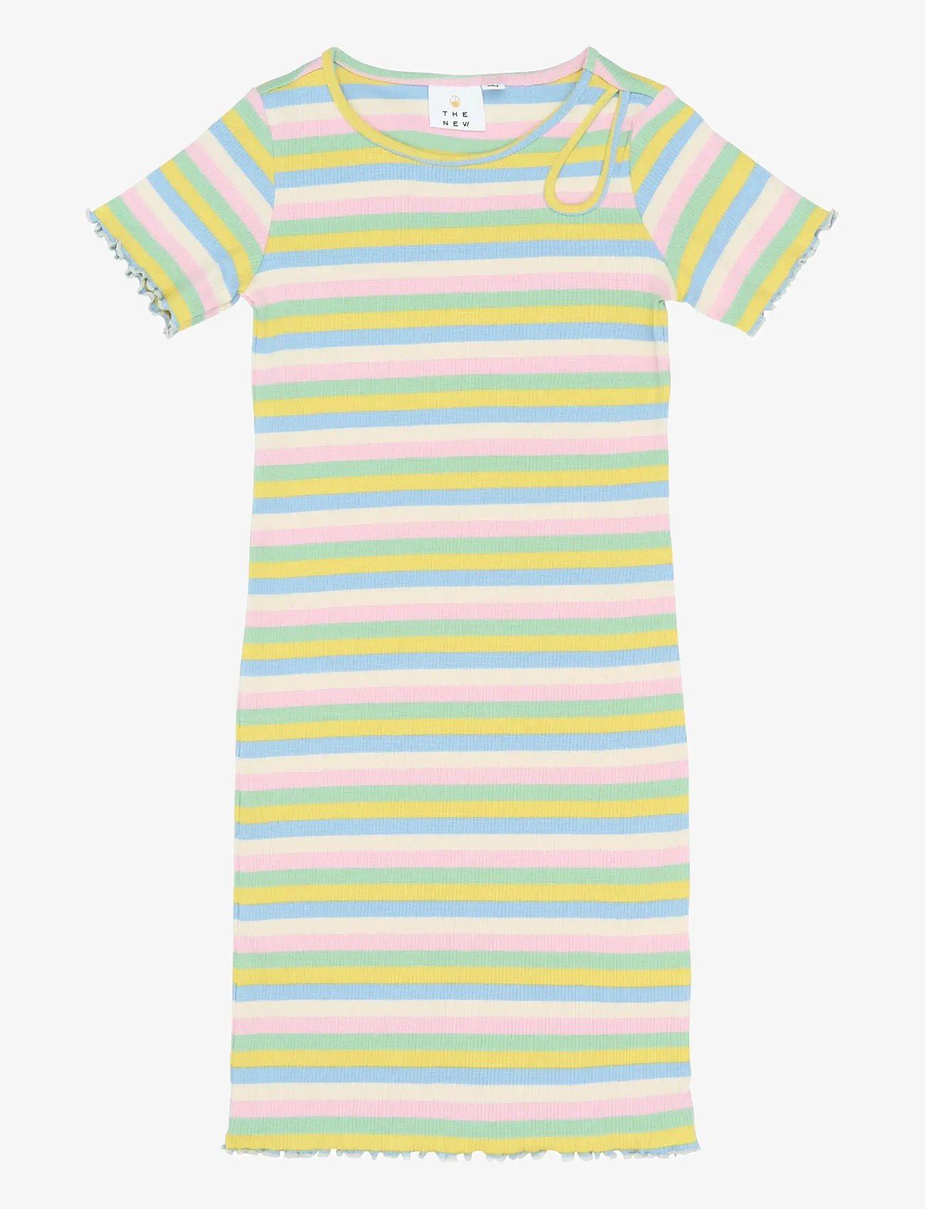 The New - TNStella S_S Rib Dress - kurzärmelige freizeitkleider - multi striped - 0