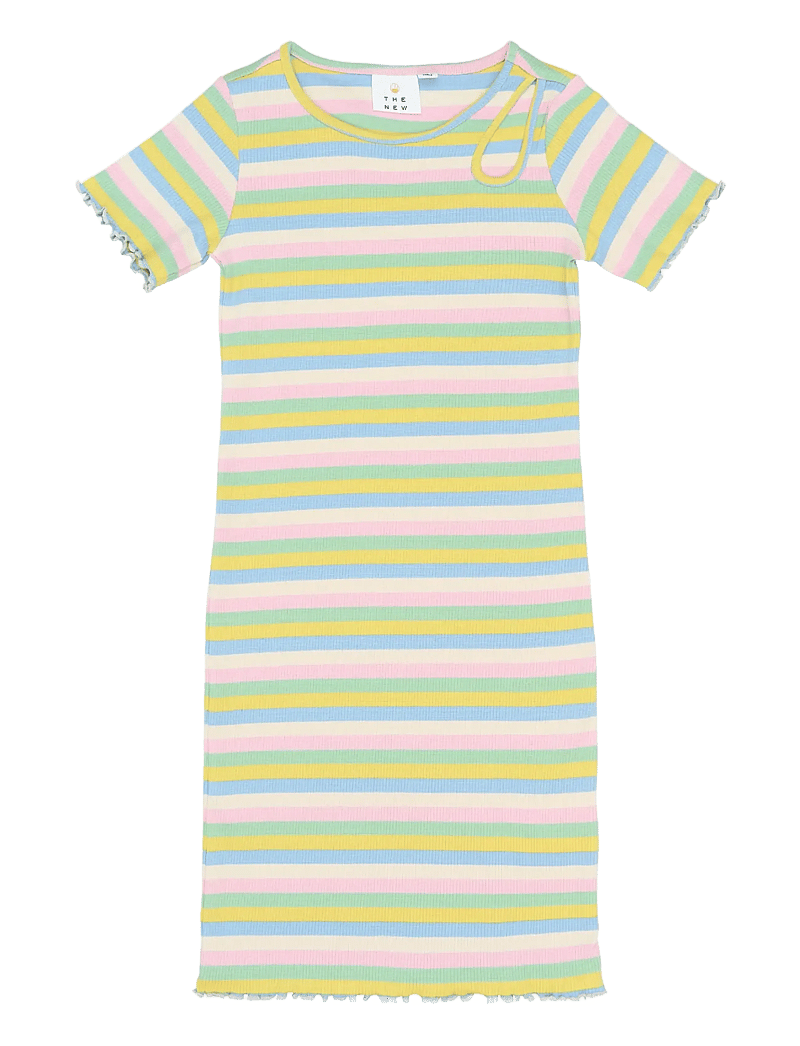 The New - TNStella S_S Rib Dress - kurzärmelige freizeitkleider - multi striped - 0
