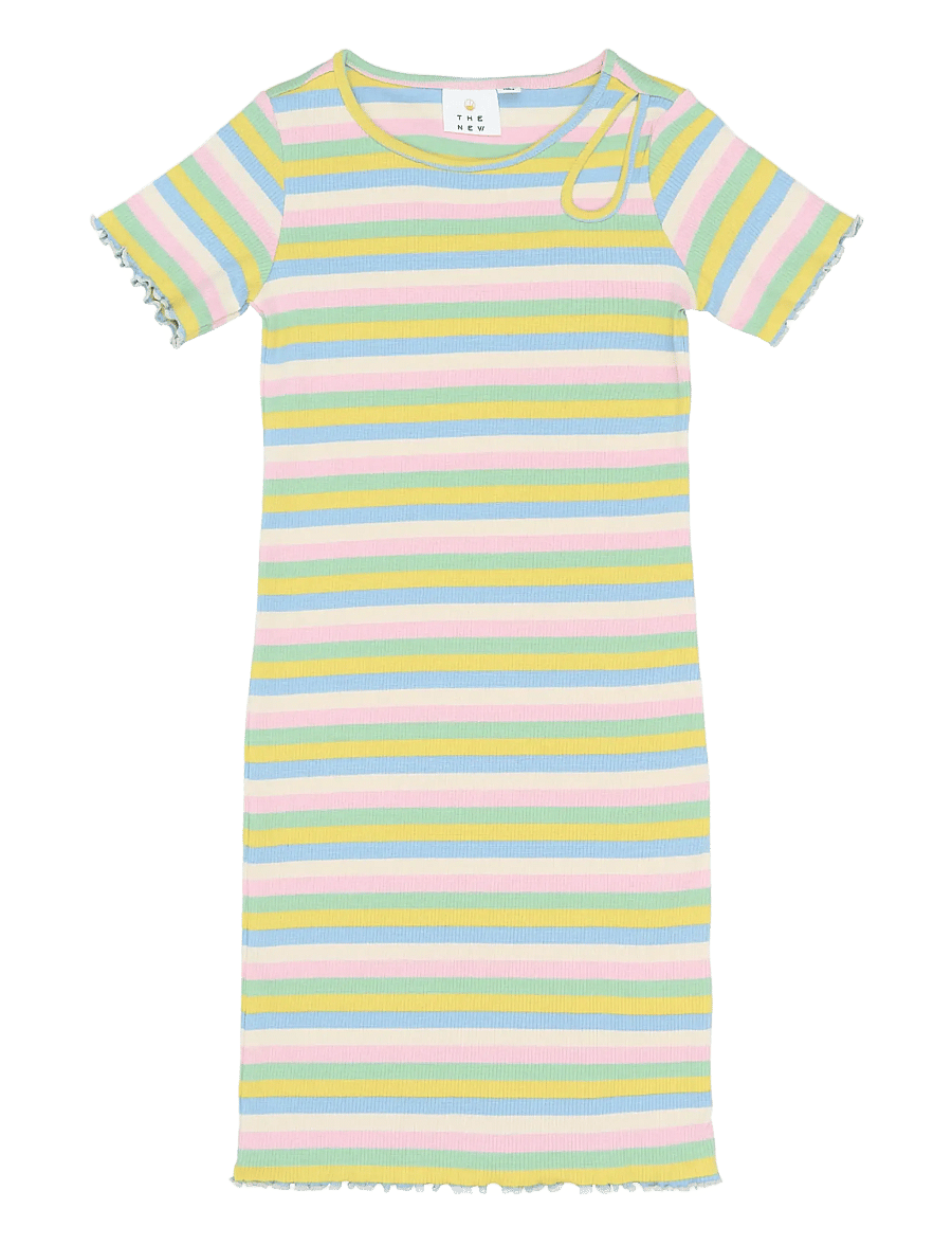The New - TNStella S_S Rib Dress - kurzärmelige freizeitkleider - multi striped - 0