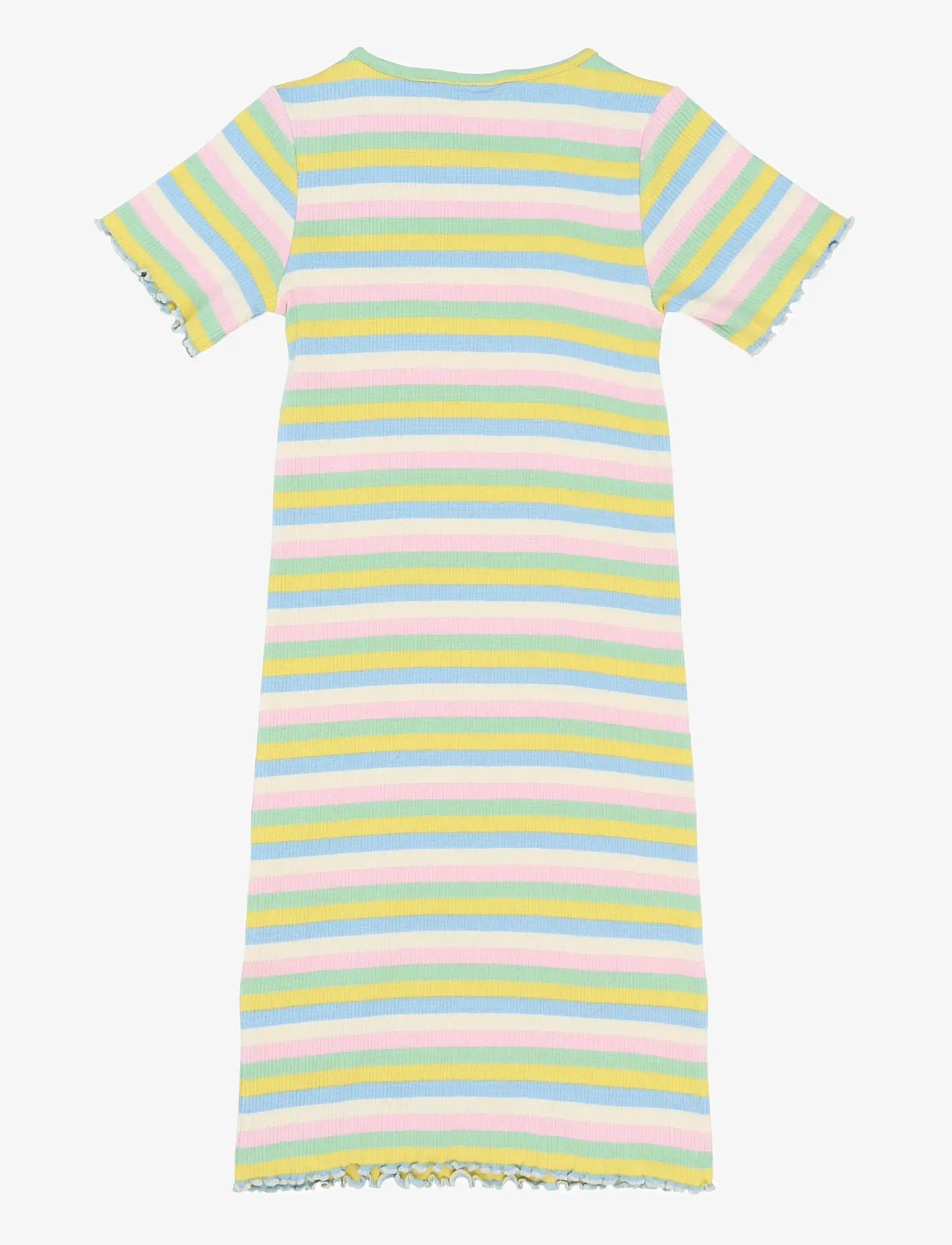 The New - TNStella S_S Rib Dress - kurzärmelige freizeitkleider - multi striped - 1