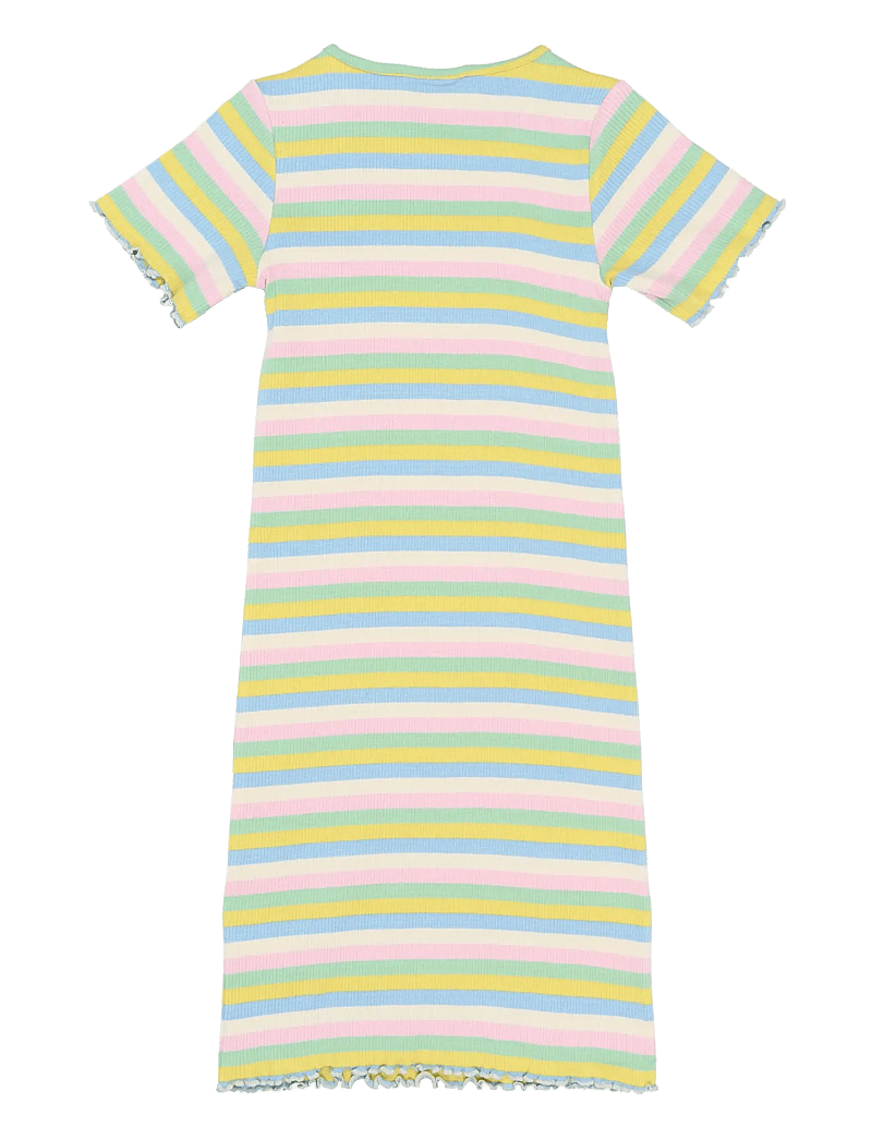 The New - TNStella S_S Rib Dress - kurzärmelige freizeitkleider - multi striped - 1