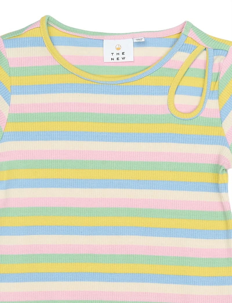 The New - TNStella S_S Rib Dress - kurzärmelige freizeitkleider - multi striped - 2