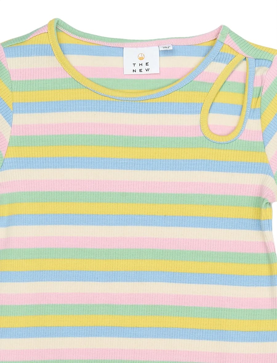 The New - TNStella S_S Rib Dress - kurzärmelige freizeitkleider - multi striped - 2