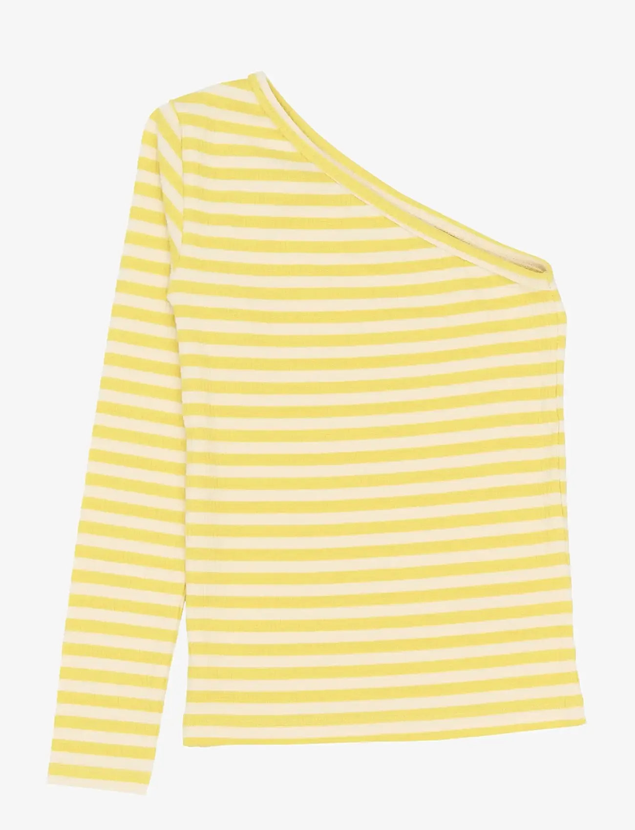 The New - TNMoore One Shoulder L_S Rib Tee - long-sleeved t-shirts - dusky citron striped - 1