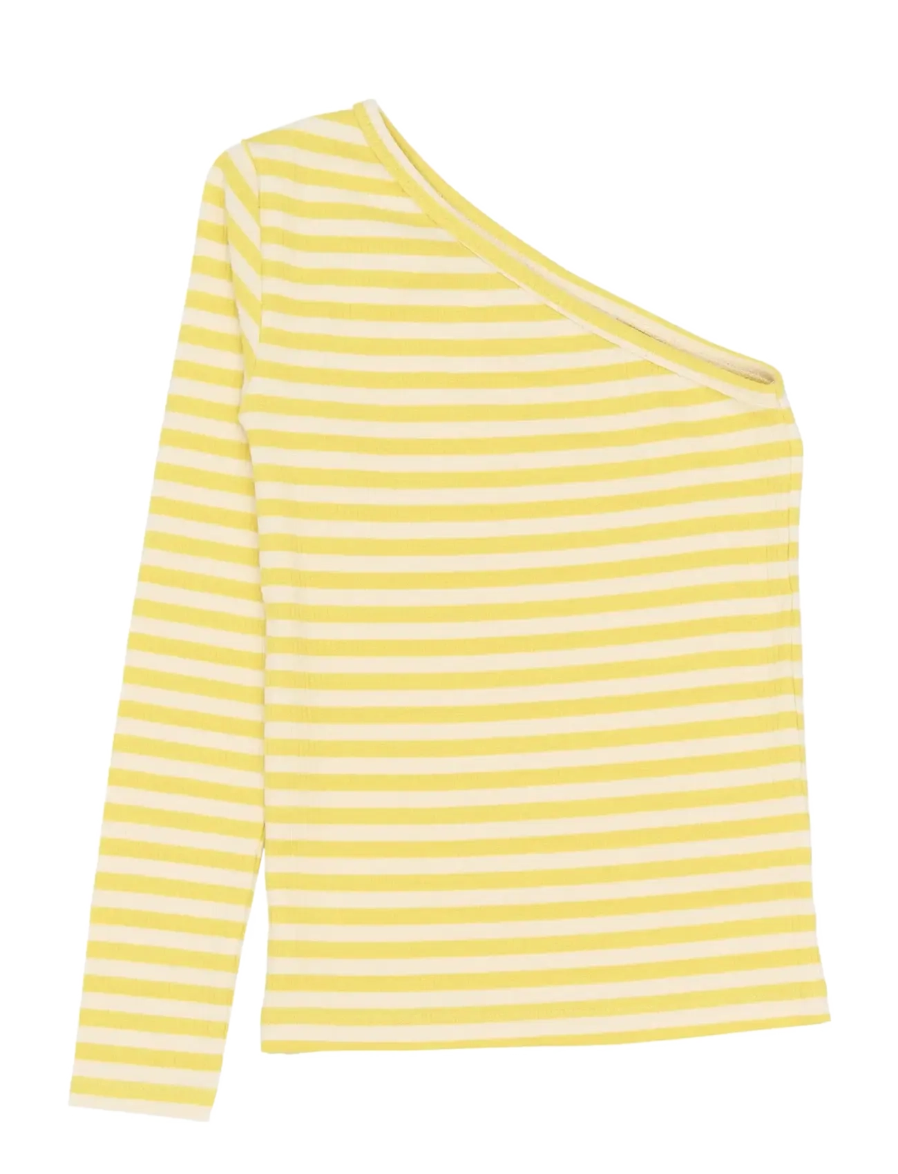The New TNMoore One Shoulder L_S Rib Tee - The New - DUSKY CITRON STRIPED / yellow