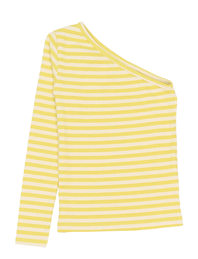 The New TNMoore One Shoulder L_S Rib Tee - Pikkade varrukatega T-särgid - DUSKY CITRON STRIPED / yellow