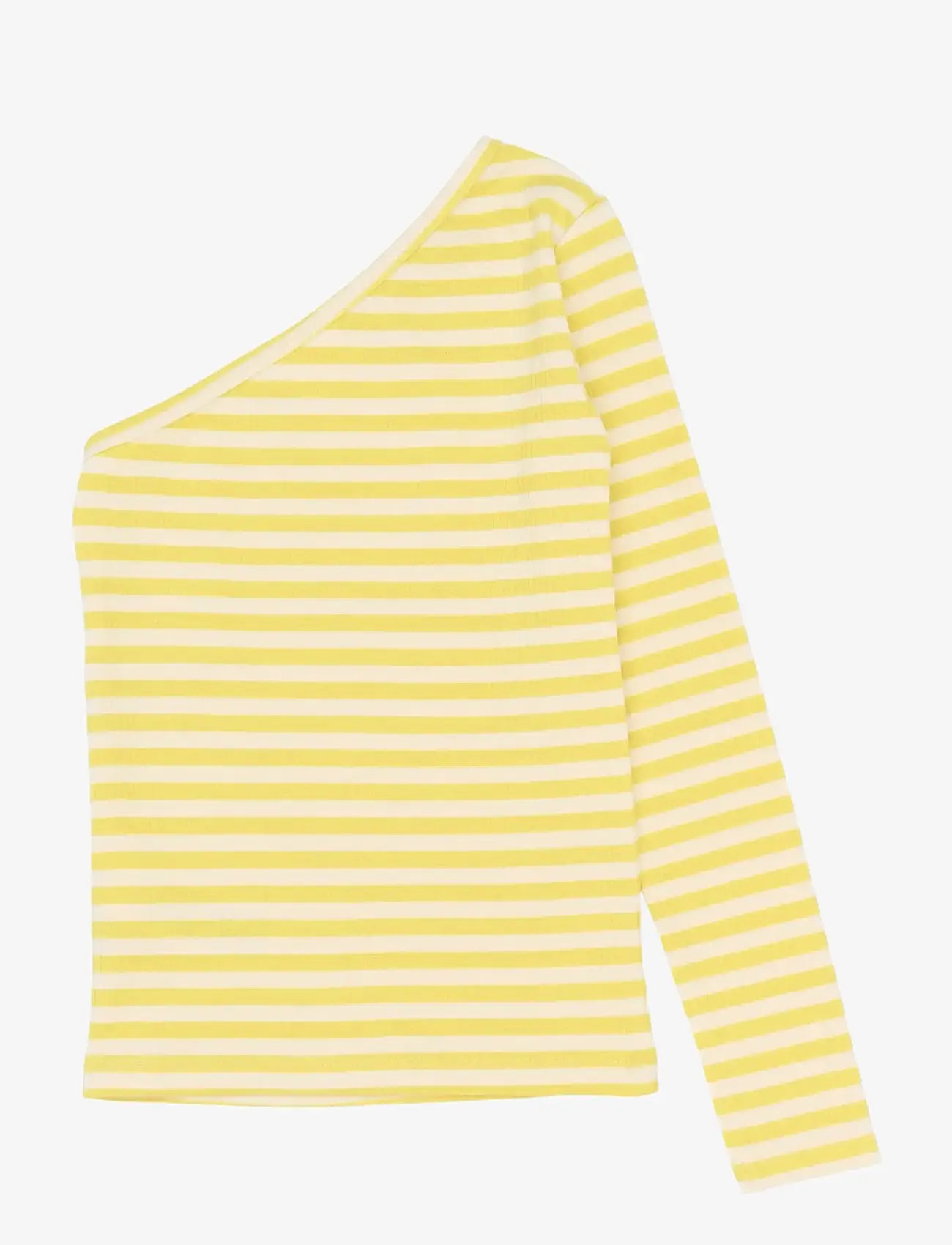 The New - TNMoore One Shoulder L_S Rib Tee - long-sleeved t-shirts - dusky citron striped - 2