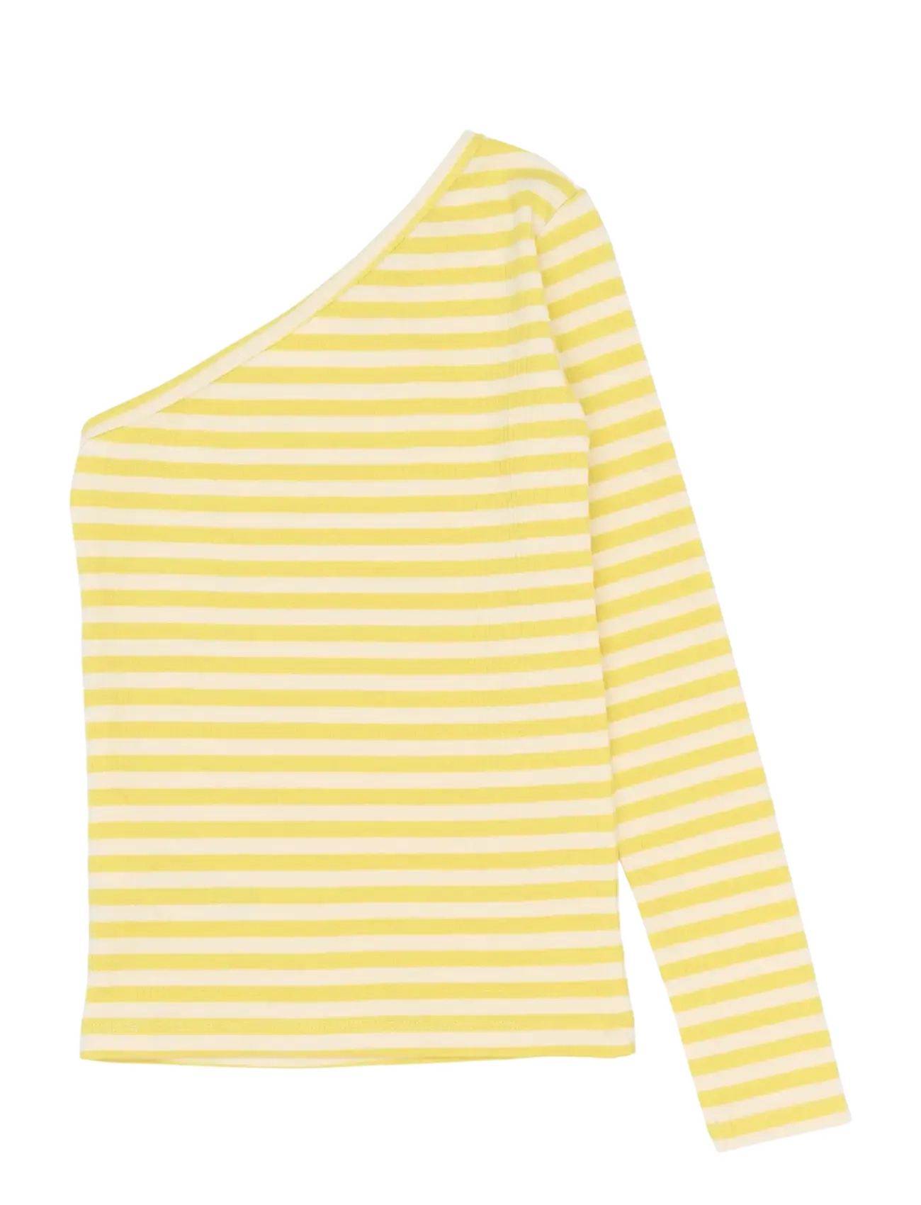 The New - TNMoore One Shoulder L_S Rib Tee - long-sleeved t-shirts - dusky citron striped - 2