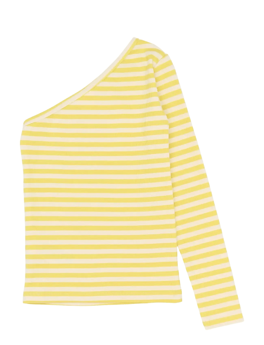 The New - TNMoore One Shoulder L_S Rib Tee - langärmelig - dusky citron striped - 2