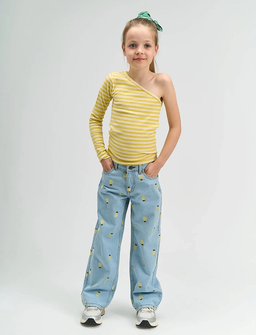 The New - TNMoore One Shoulder L_S Rib Tee - langärmelig - dusky citron striped - 0