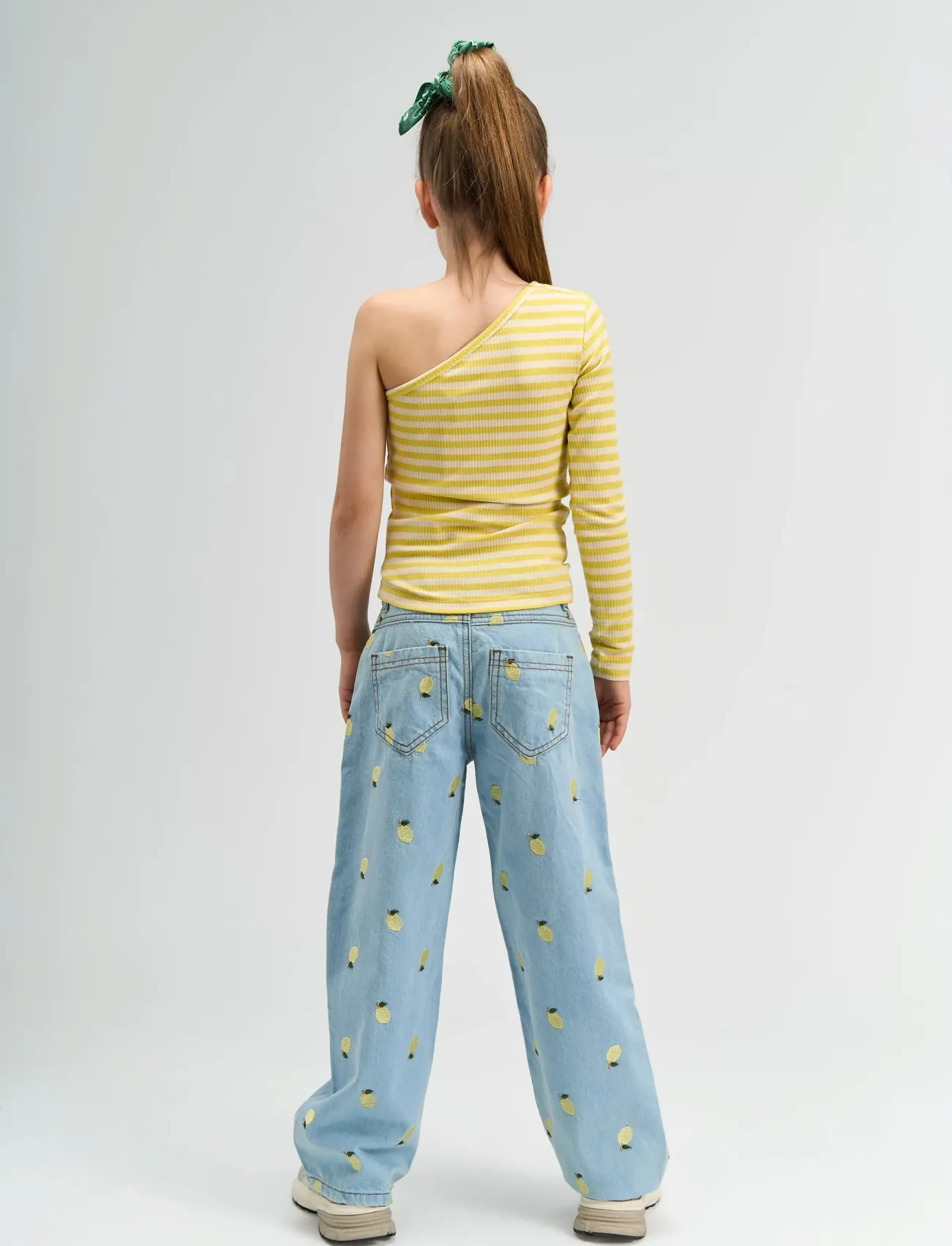 The New - TNMoore One Shoulder L_S Rib Tee - long-sleeved t-shirts - dusky citron striped - 3
