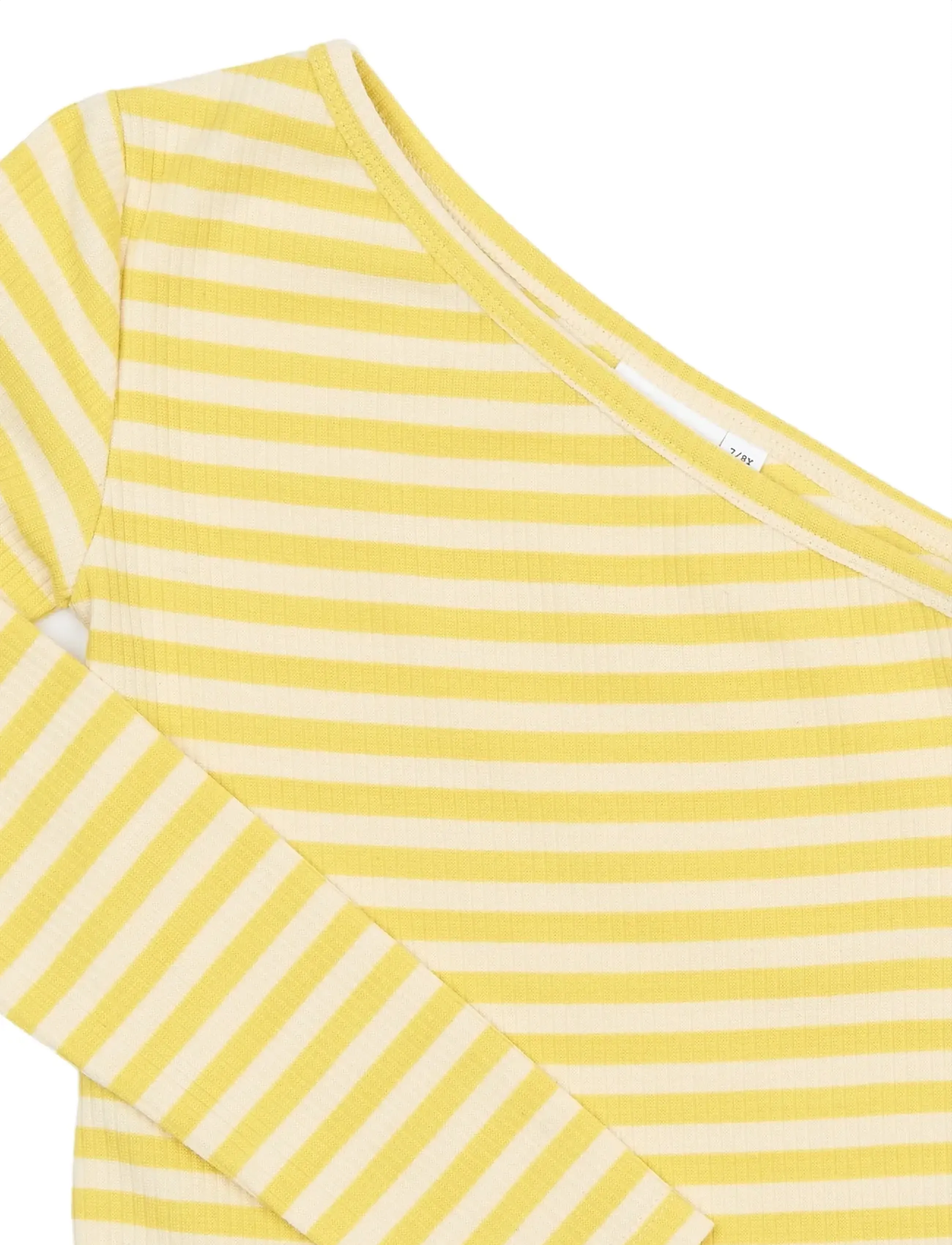 The New - TNMoore One Shoulder L_S Rib Tee - long-sleeved t-shirts - dusky citron striped - 4