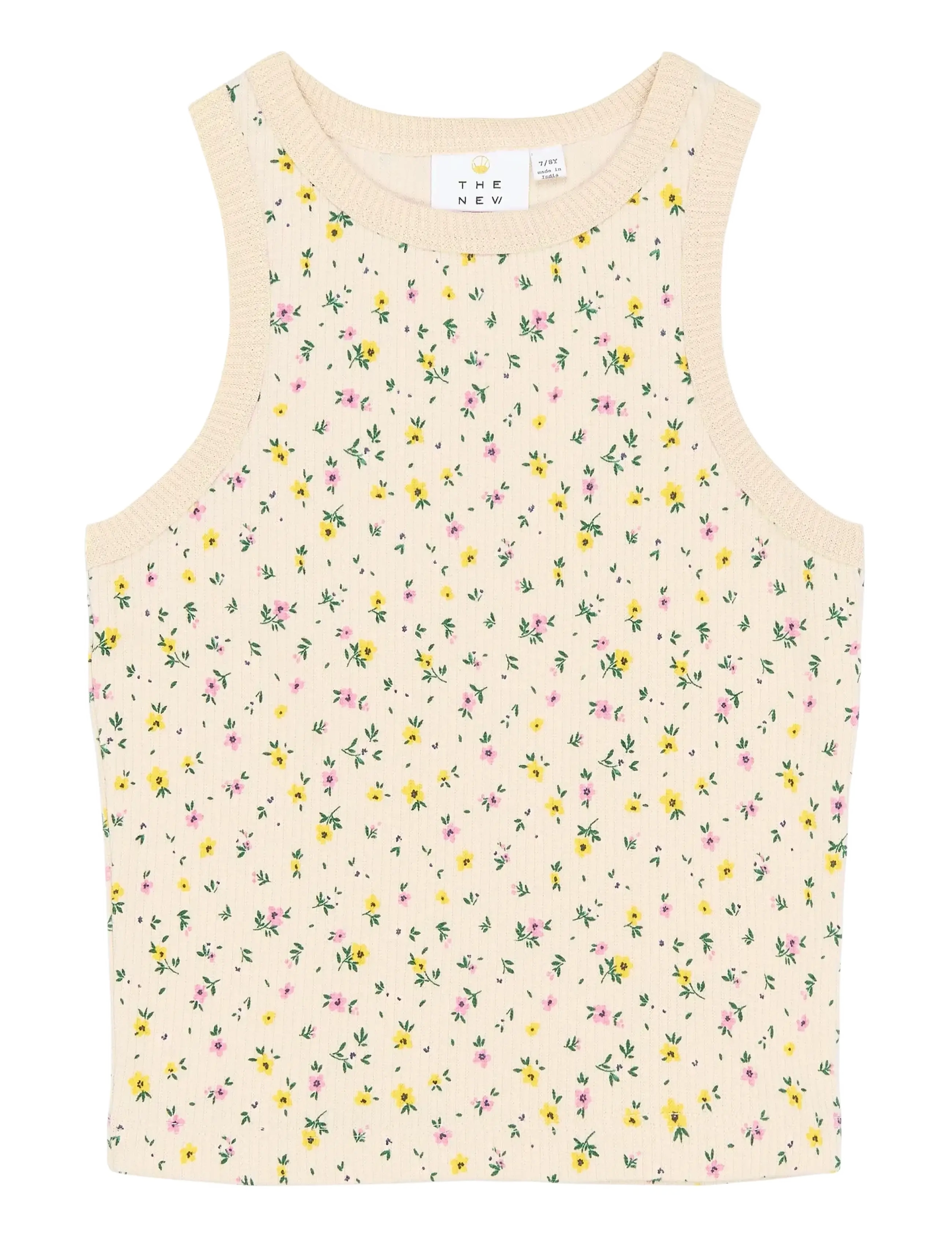 The New TNSummer Short S_L Rib Top - Tøj - GARDENIA AOP / cream