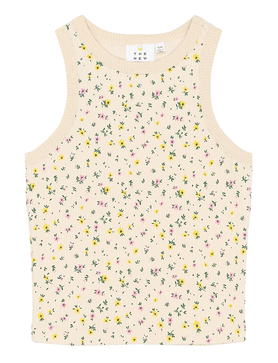 The New - TNSummer Short S_L Rib Top - tanktops - gardenia aop - 0