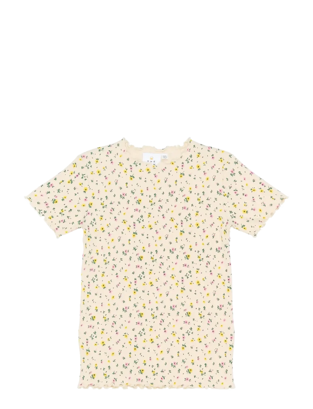 The New TNSummer S_S Rib Tee - Club Days - GARDENIA AOP / beige
