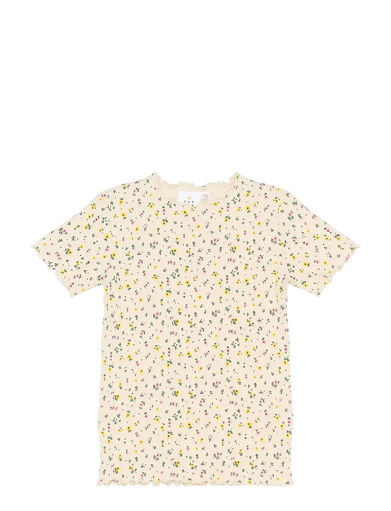 The New - TNSummer S_S Rib Tee - kortärmade t-shirts - gardenia aop - 1