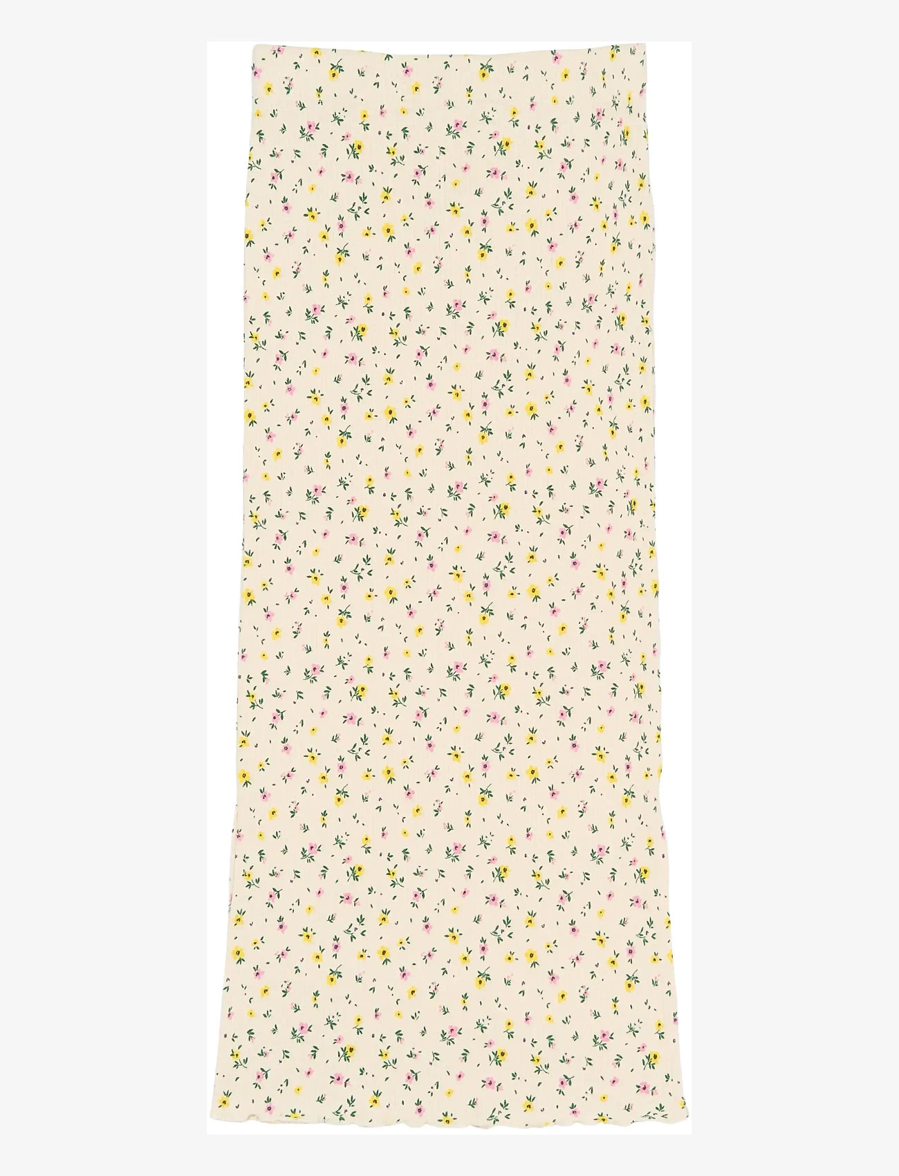 The New - TNSummer Long Rib Skirt - maksiseelikud - gardenia aop - 1