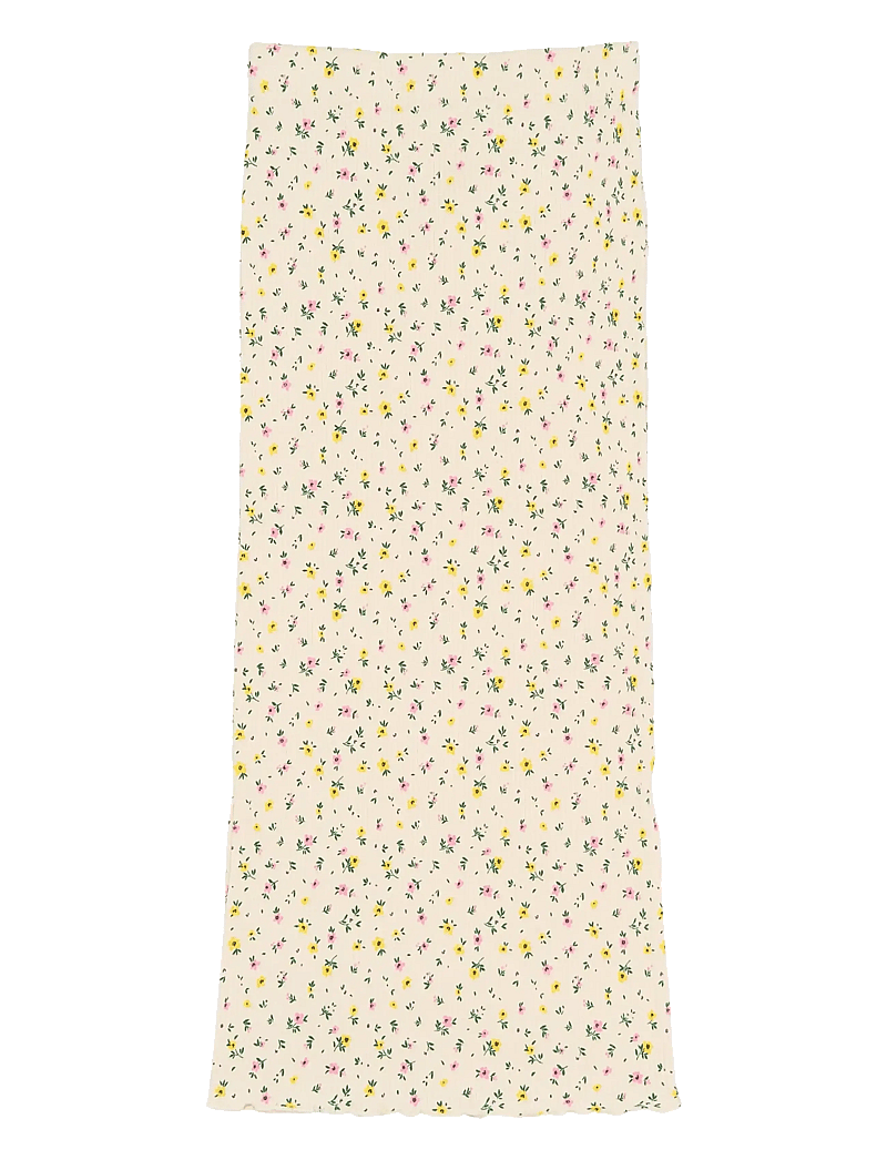 The New - TNSummer Long Rib Skirt - maksiseelikud - gardenia aop - 1