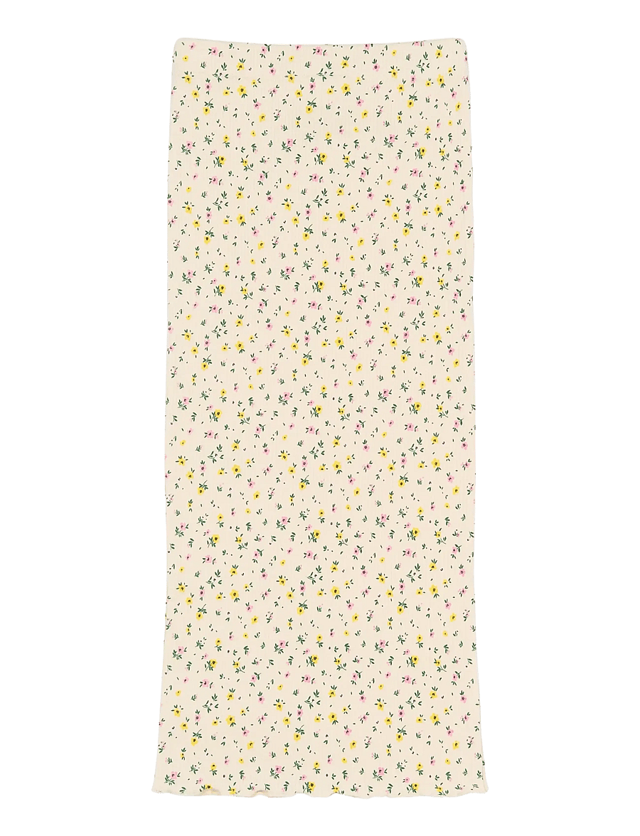 The New - TNSummer Long Rib Skirt - maxi skirt - gardenia aop - 2