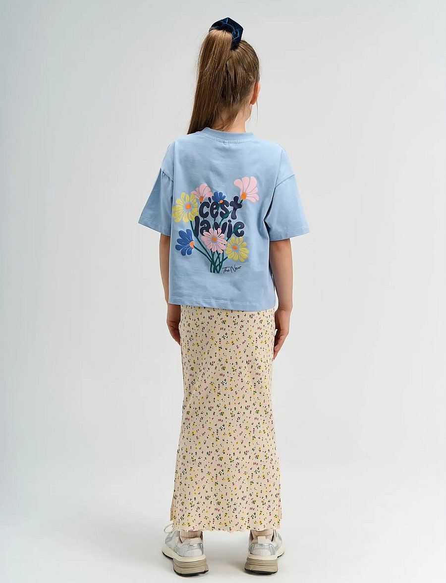 The New - TNSummer Long Rib Skirt - maxi skirt - gardenia aop - 3