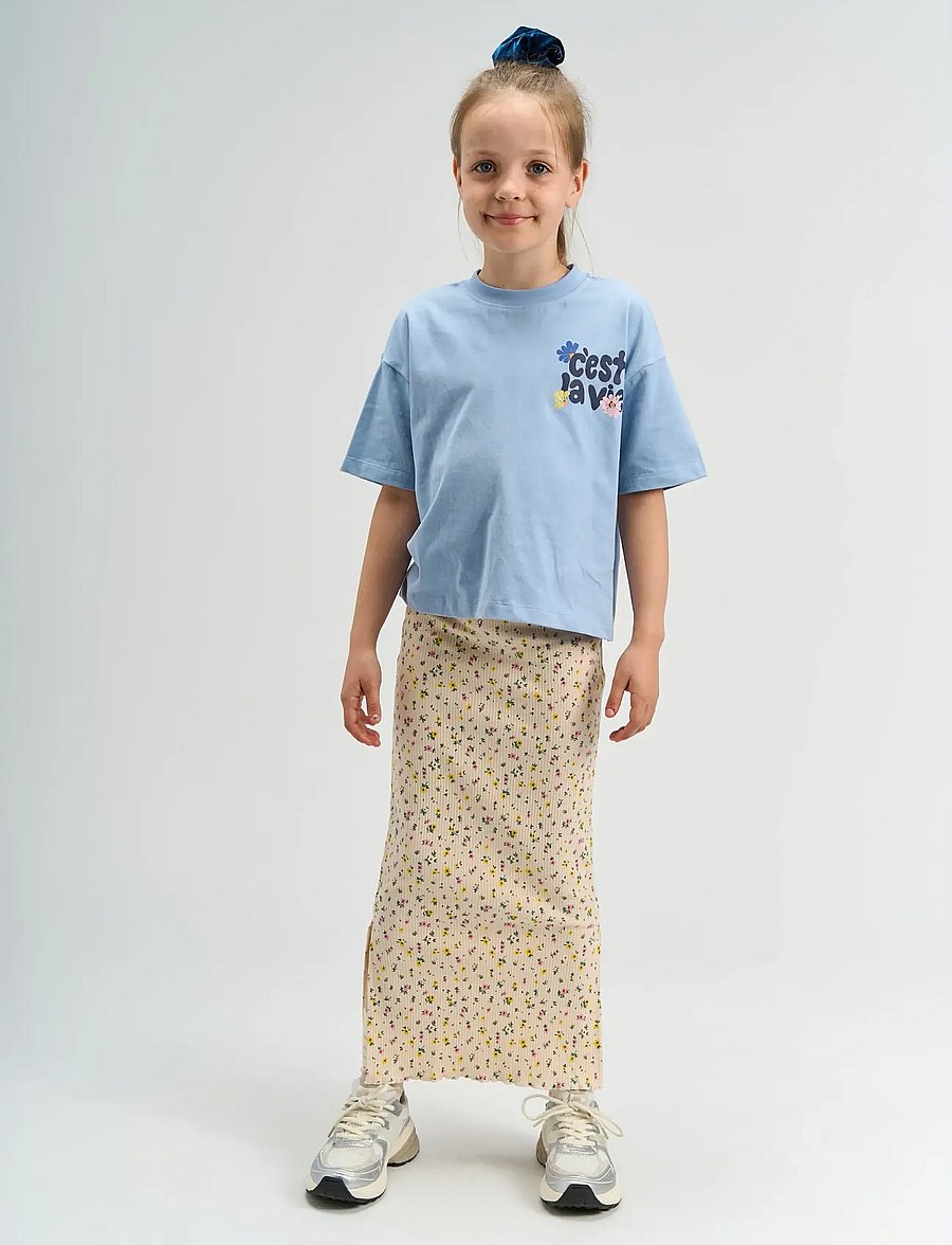 The New - TNSummer Long Rib Skirt - maxi skirt - gardenia aop - 4