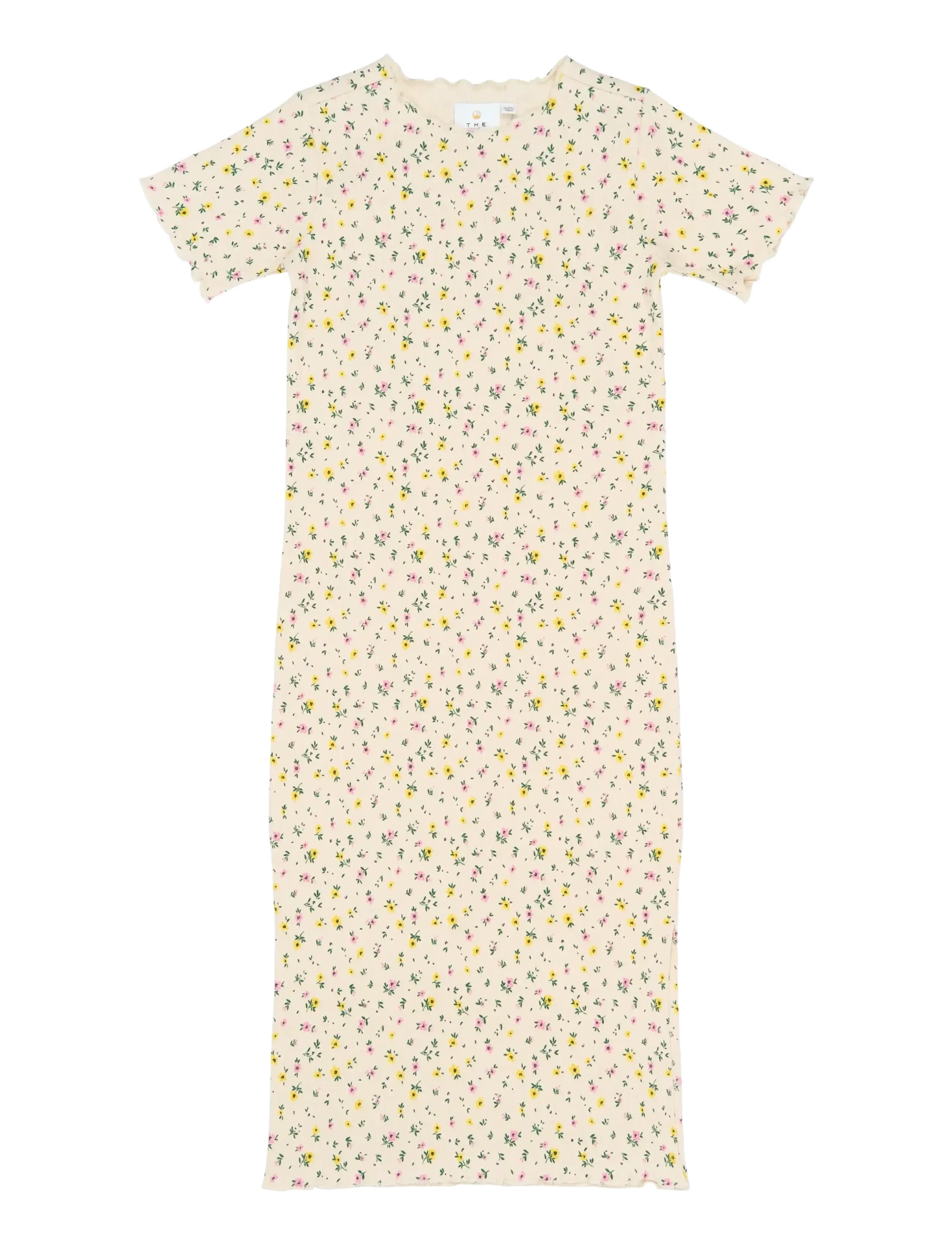 The New TNSummer S_S Long Rib Dress - Kids 98-134 - GARDENIA AOP / cream