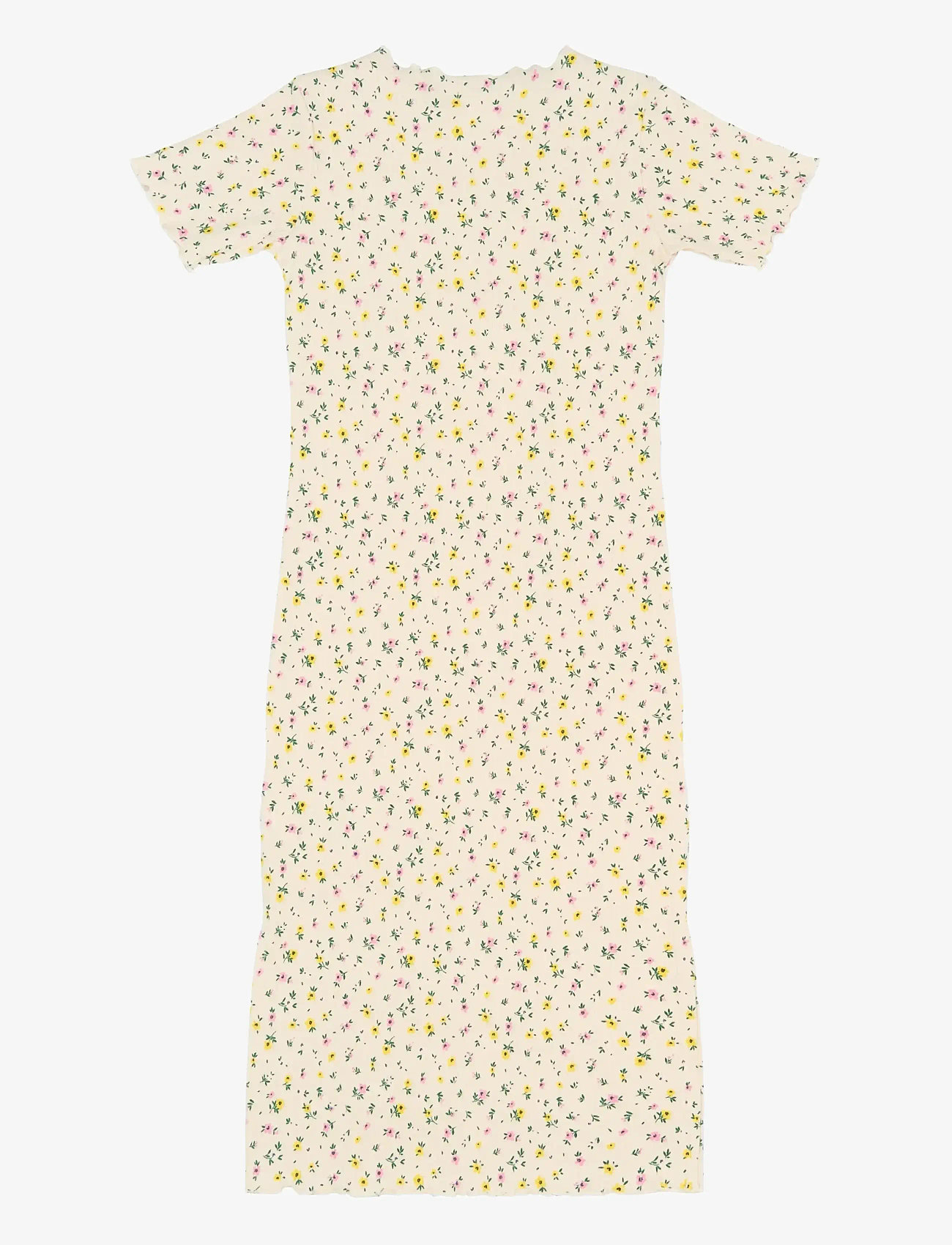 The New - TNSummer S_S Long Rib Dress - kurzärmelige freizeitkleider - gardenia aop - 2