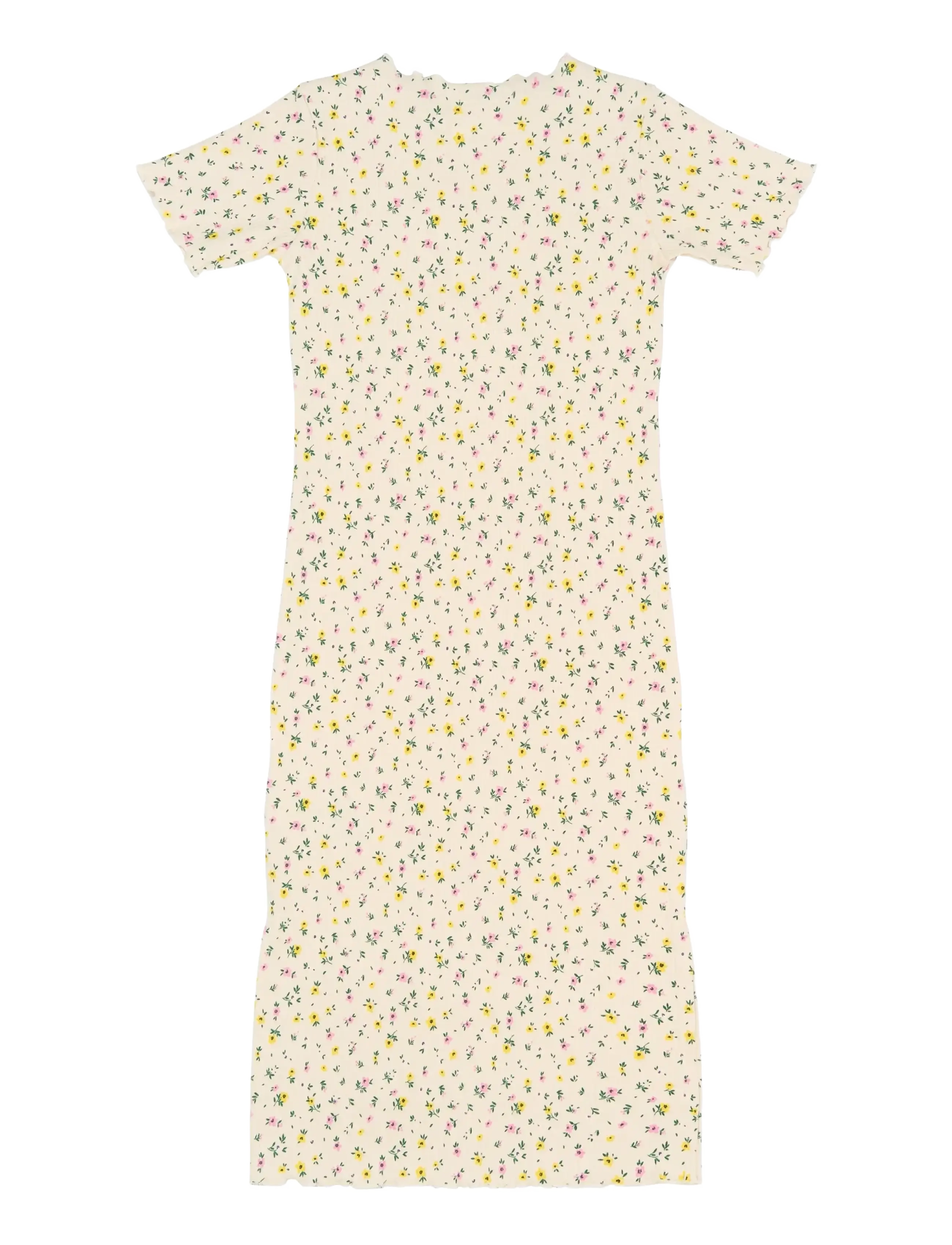 The New - TNSummer S_S Long Rib Dress - kurzärmelige freizeitkleider - gardenia aop - 2