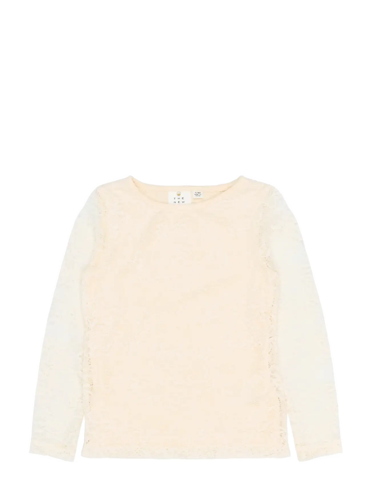 The New Tnsybil L_S Lace Tee, Kinder, Langarm Spitzen Top, Creme, Gr.146/152