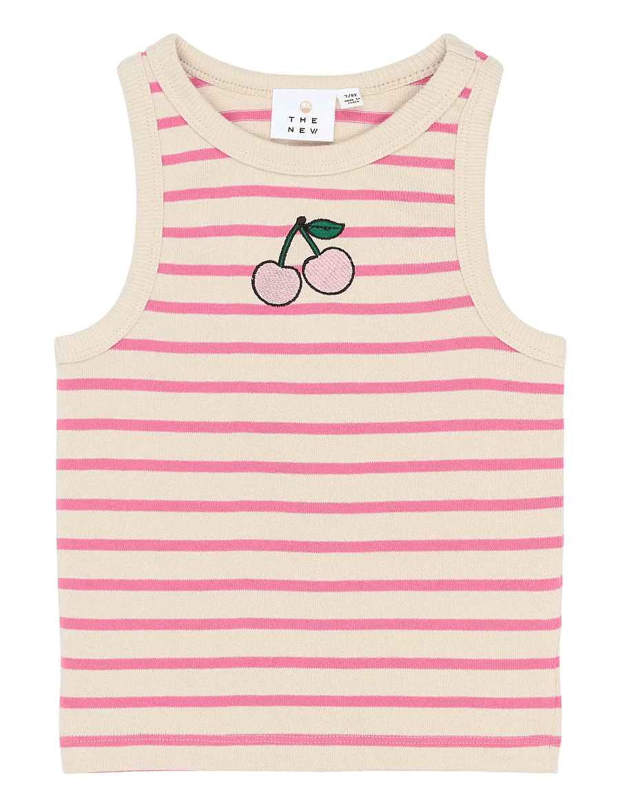The New - TNShannon Short S_L Top - Ærmeløs undertrøje - carmine rose striped - 1