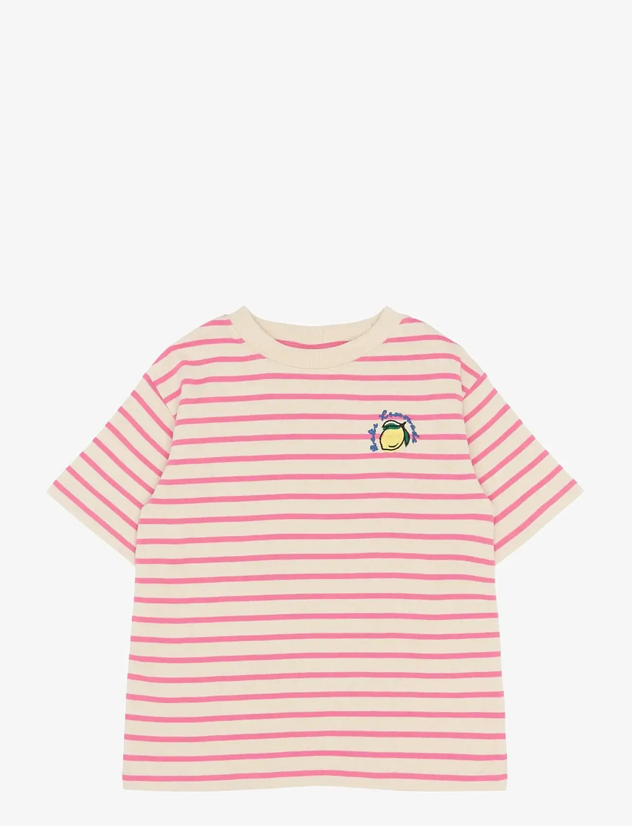 The New - TNSanny OS S_S Tee - short-sleeved t-shirts - carmine rose striped - 0
