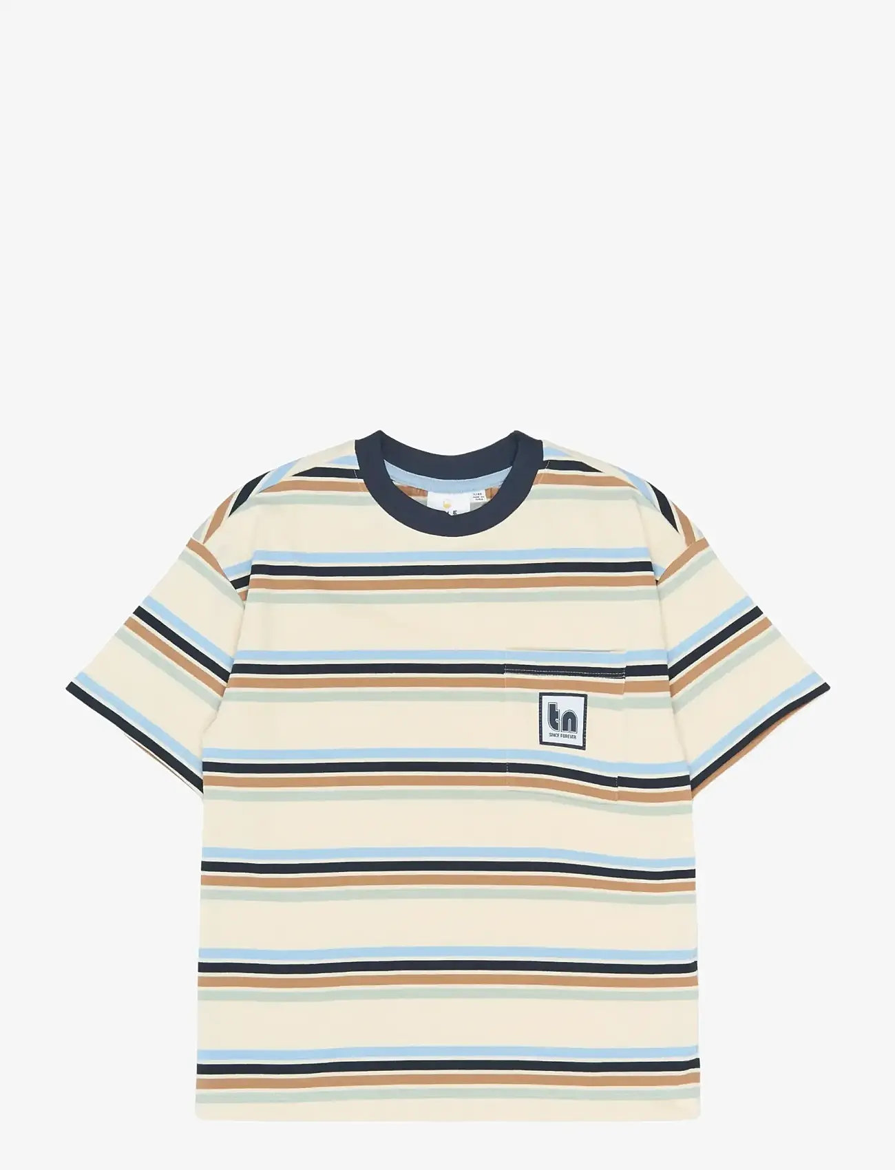 The New - TNStu OS S_S Tee - short-sleeved t-shirts - gardenia striped - 1