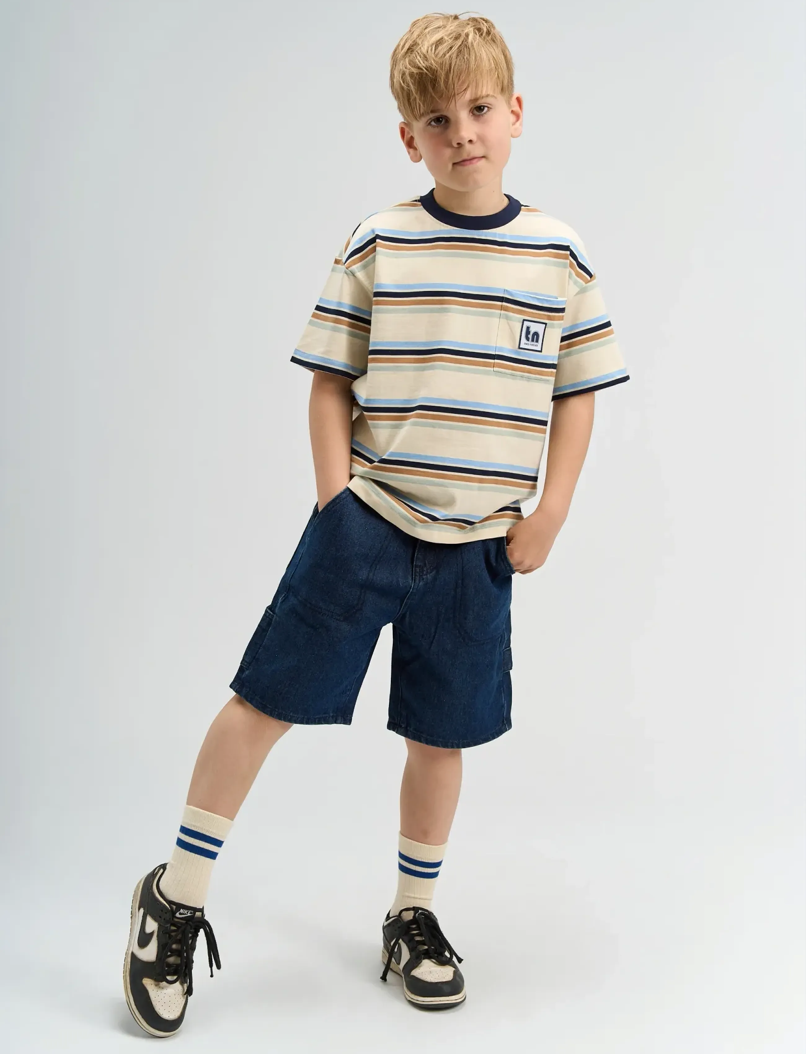 The New TNStu OS S_S Tee - Oberteile - GARDENIA STRIPED / multi