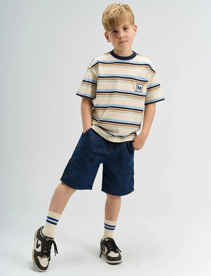 The New - TNStu OS S_S Tee - kortärmade t-shirts - gardenia striped - 0