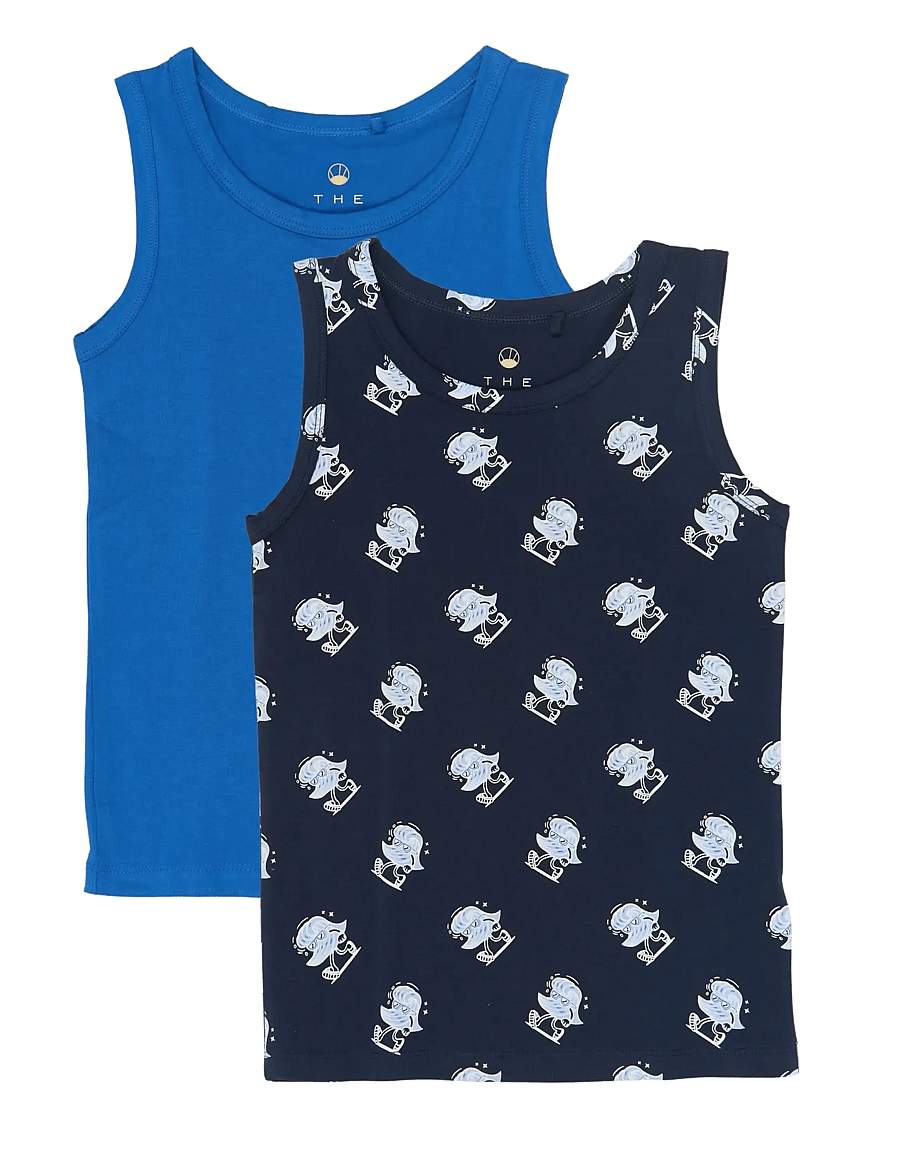 The New - TNTHE NEW Tank Top 2-Pack - hlýrabolir - navy blazer aop - 0