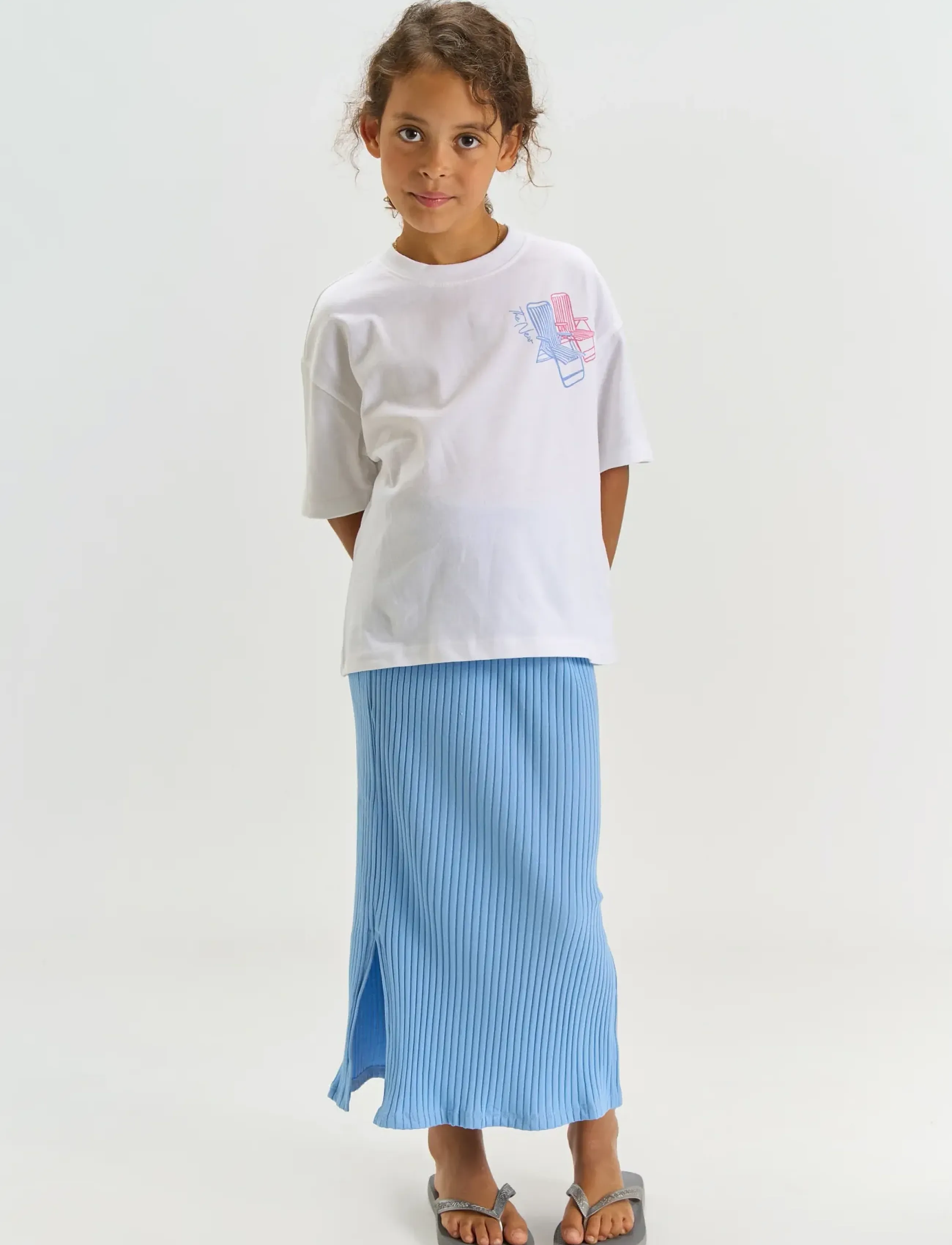 The New - TNTove Long Rib Skirt - midi nederdele - forever blue - 3
