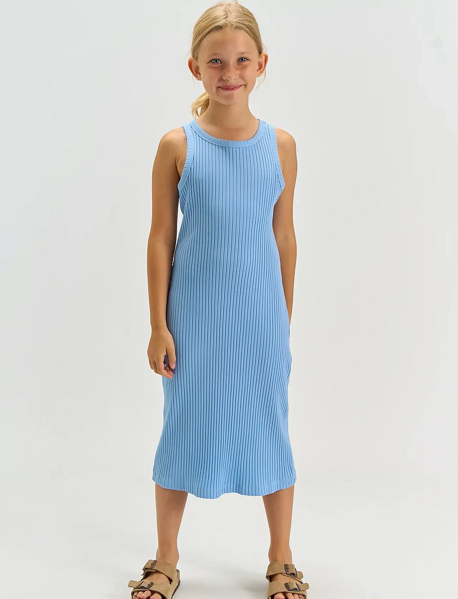 The New - TNTove S_L Rib Dress - ermalausir hversdagskjólar - forever blue - 0