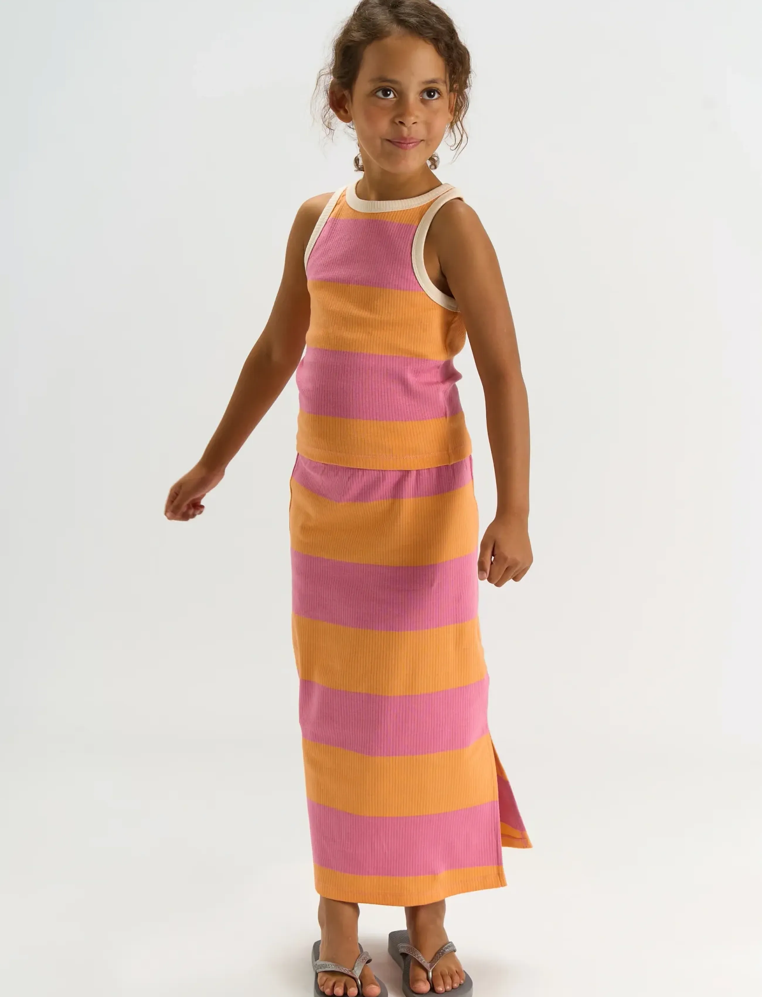 The New - TNTatiana Long Rib Skirt - maxi skirt - cashmere rose striped - 3