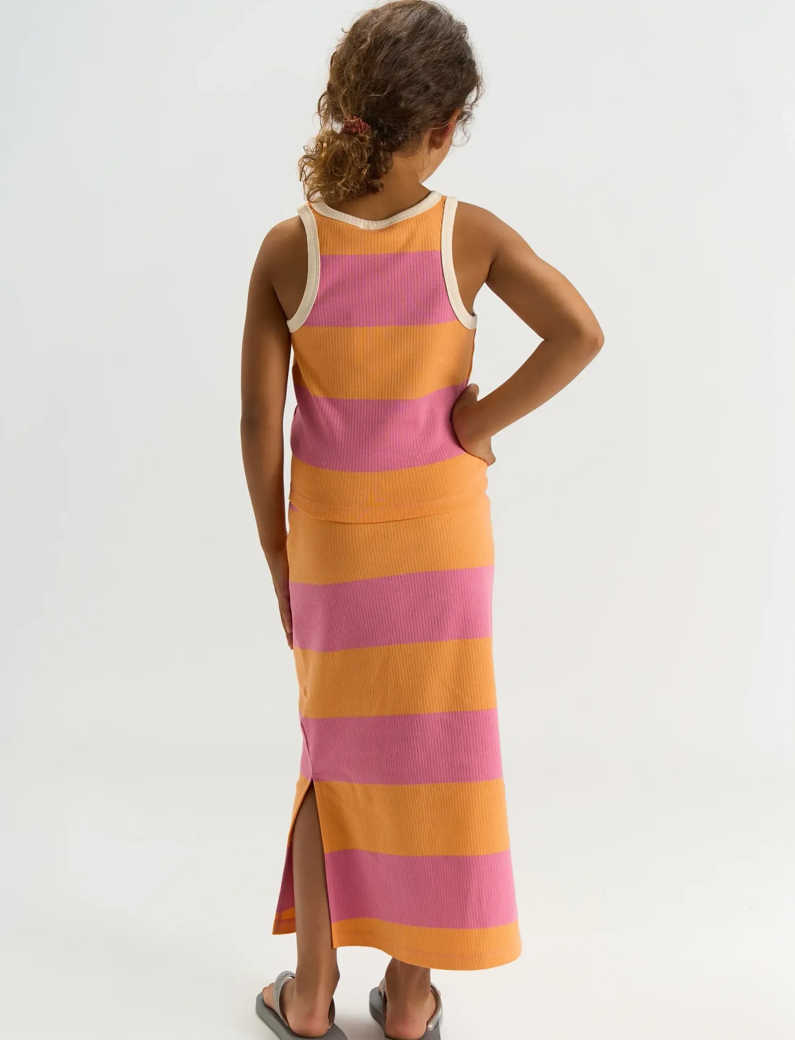 The New - TNTatiana Long Rib Skirt - maxi skirt - cashmere rose striped - 4