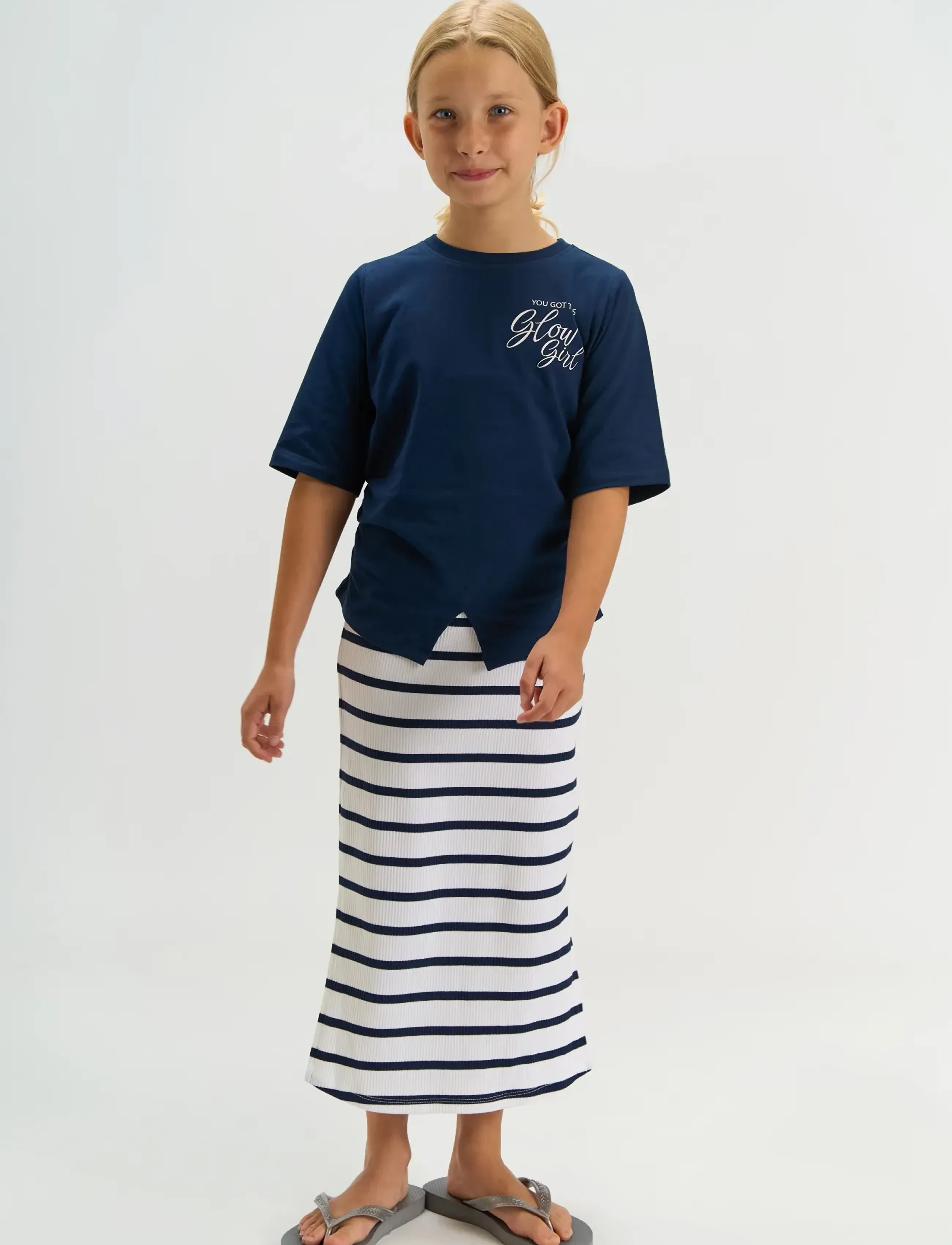 The New TNTish Long Rib Skirt - Kjoler & Nederdele - NAVY BLAZER STRIPED / white