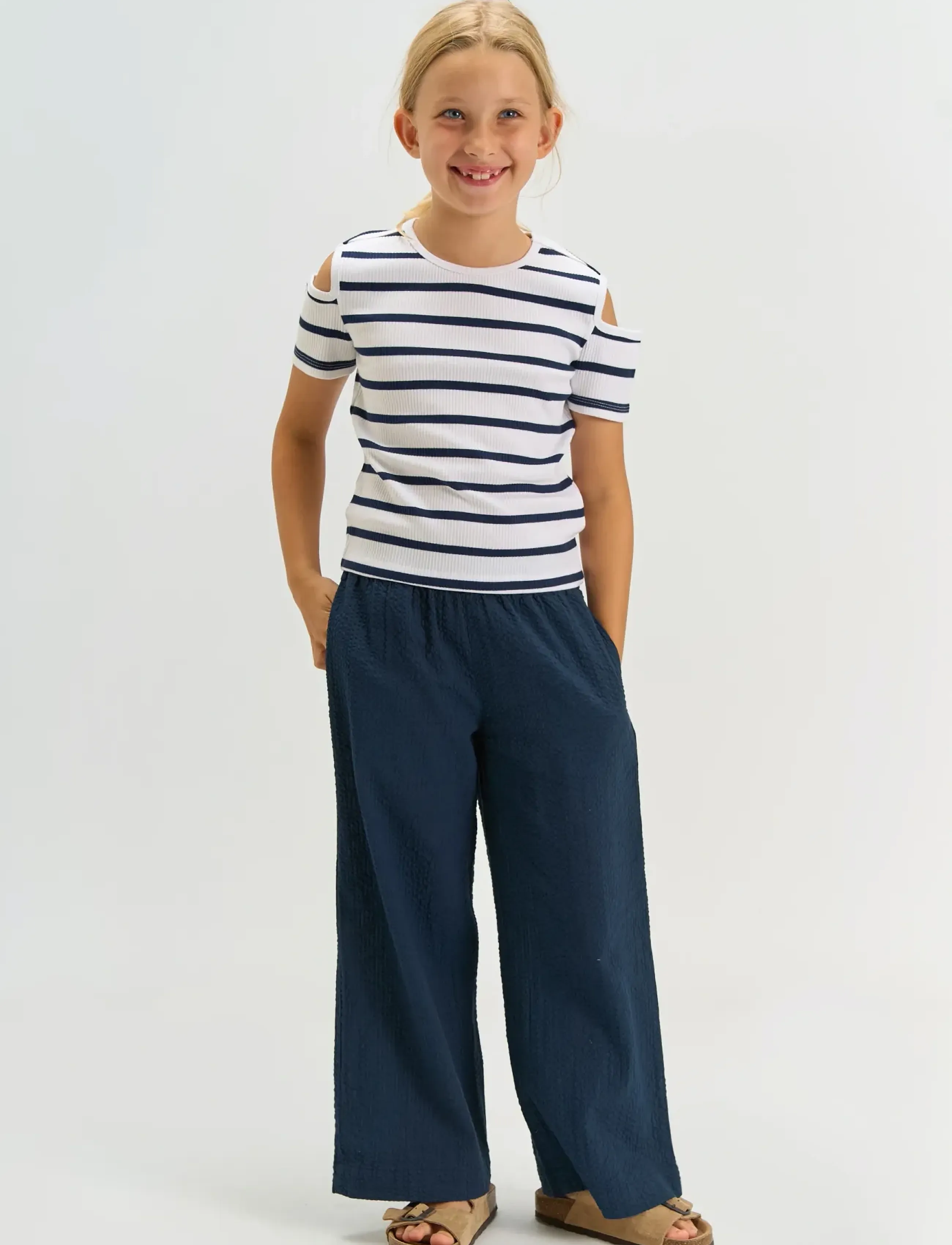 The New Tntessa Wide Pants, Børn, Vide Bukser, Navy, Str: 98/104