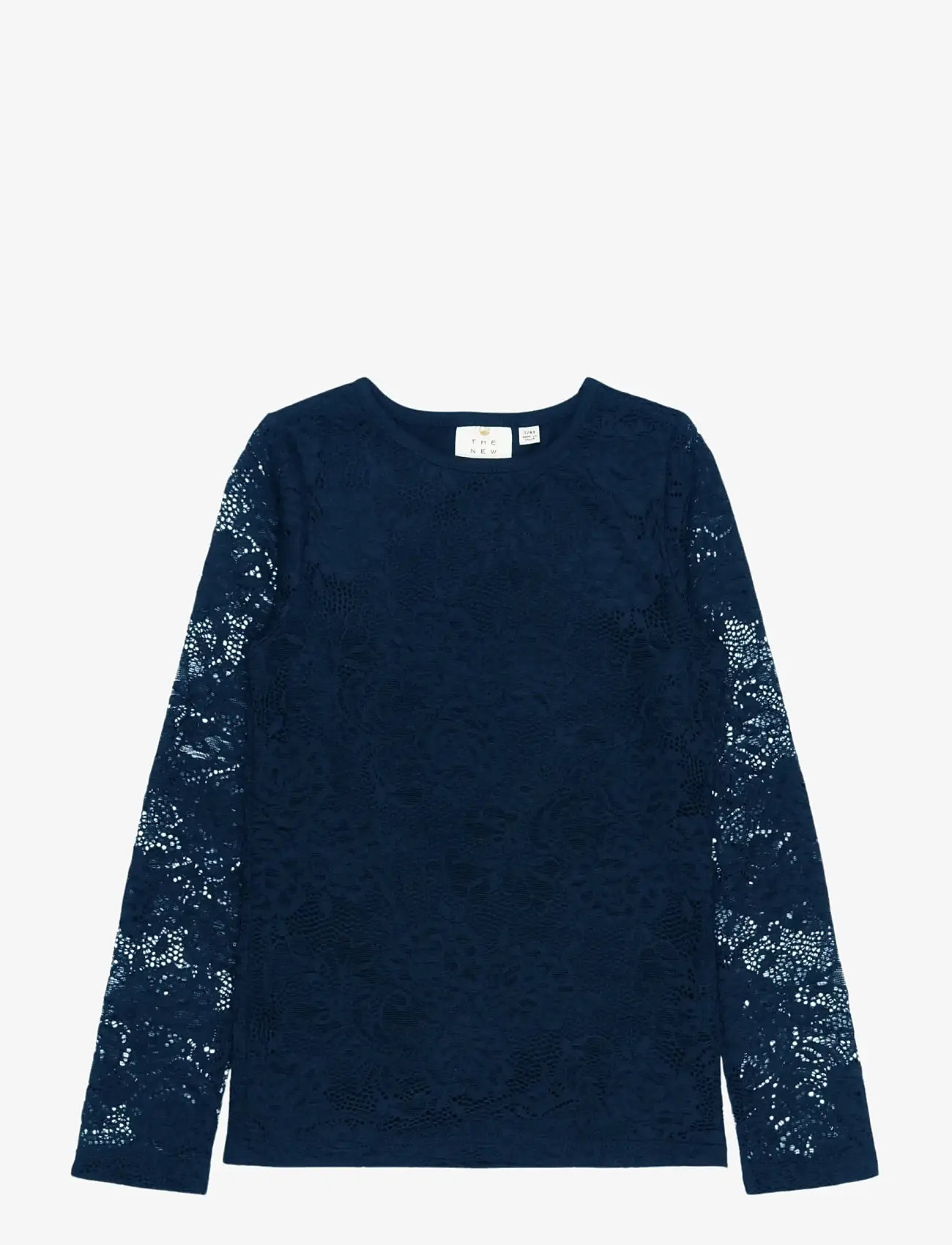 The New - TNSybil L_S Lace Tee Exp - långärmade t-shirts - navy blazer - 0