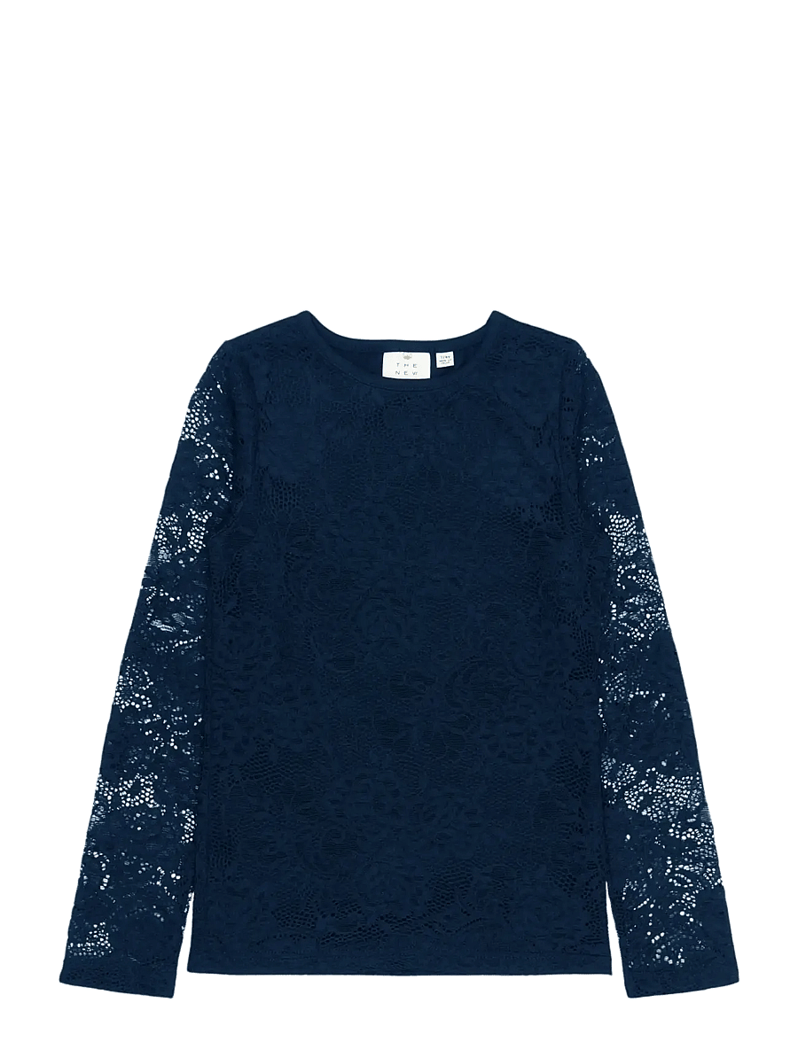 The New - TNSybil L_S Lace Tee Exp - pikkade varrukatega t-särgid - navy blazer - 0