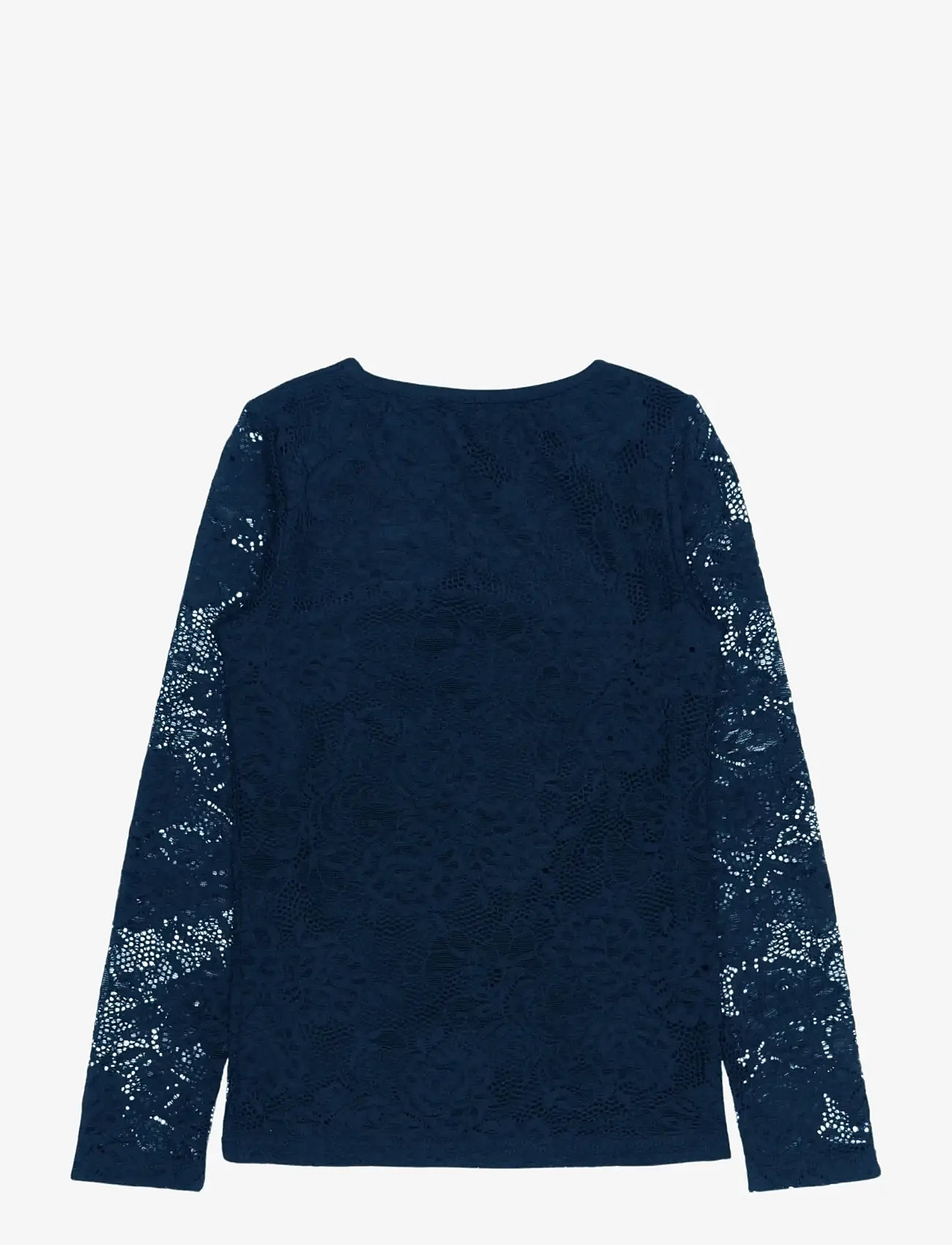 The New - TNSybil L_S Lace Tee Exp - långärmade t-shirts - navy blazer - 1