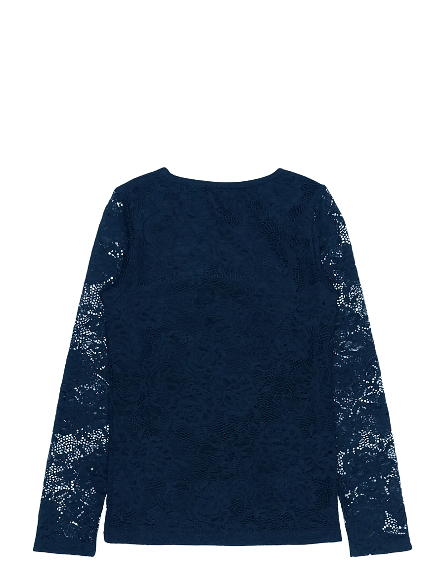 The New - TNSybil L_S Lace Tee Exp - pikkade varrukatega t-särgid - navy blazer - 1