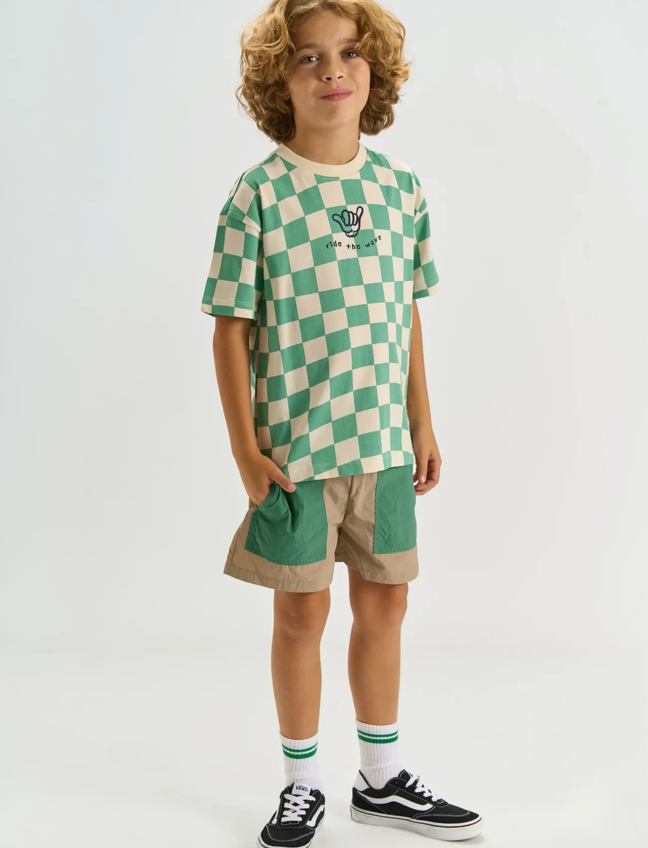 The New TNTiago OS S_S Tee - Topi un T-krekli - CRÉME DE MENTHE CHECK / green
