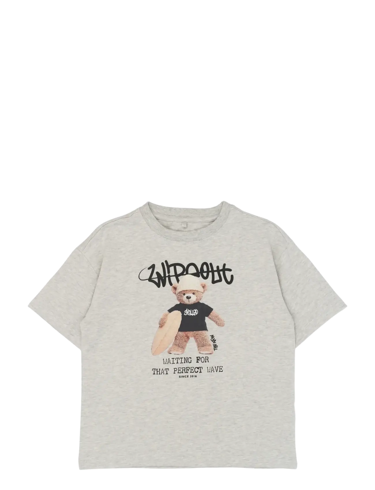 The New TNTeddy OS S_S Tee - Alussärgid - LIGHT GREY MELANGE / brown