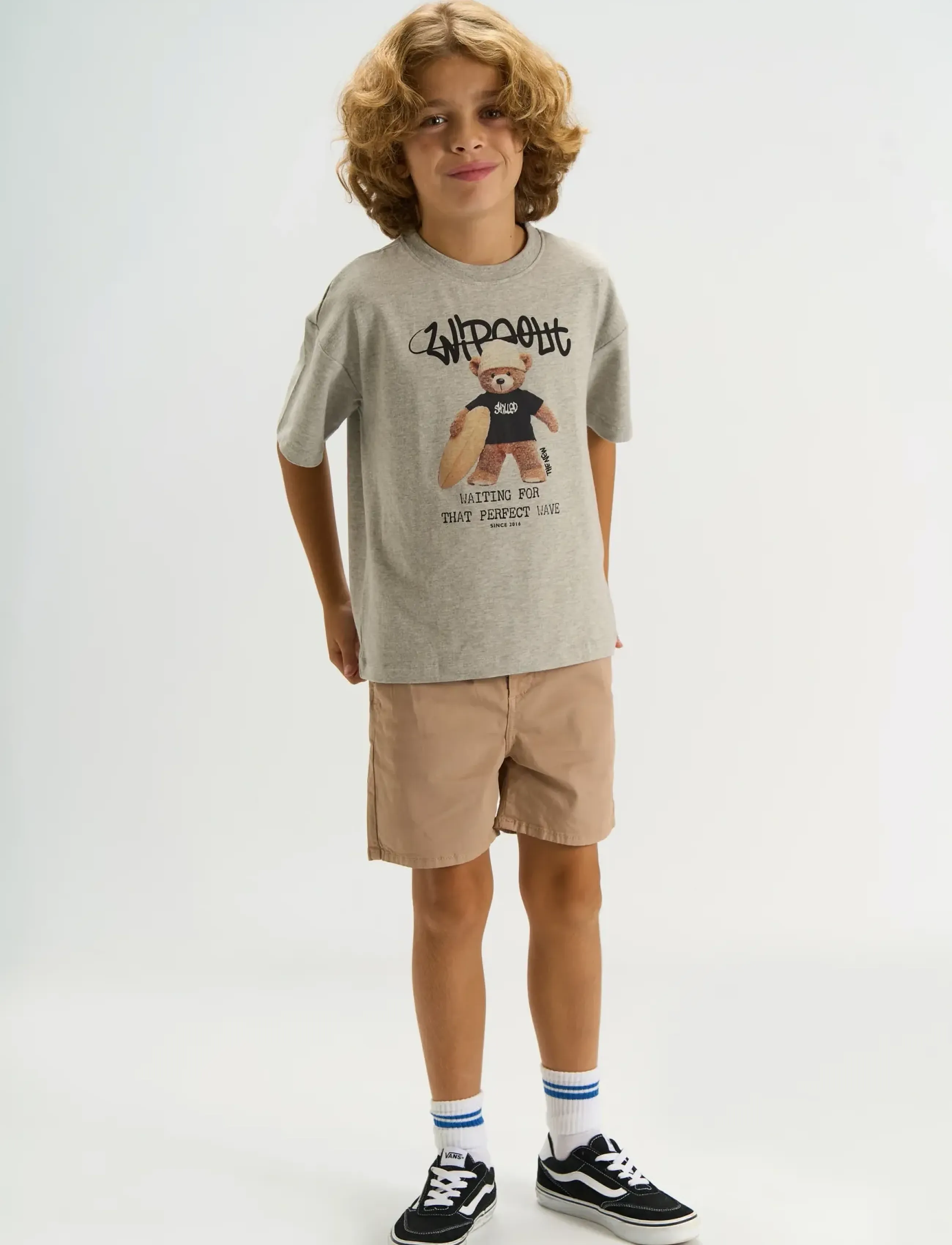 The New TNTeddy OS S_S Tee - Topy i Koszulki - LIGHT GREY MELANGE / brown